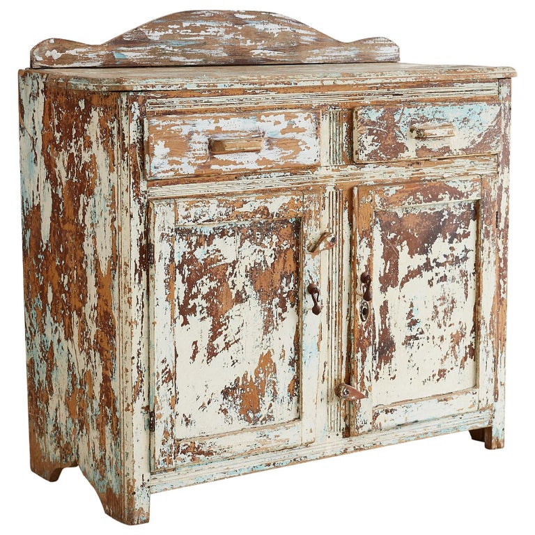Rustic Painted Pine Server or Sideboard For Sale at 1stdibs
