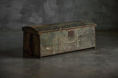 Rustic Painted Pine Storage Chest, France, Early 20th Century