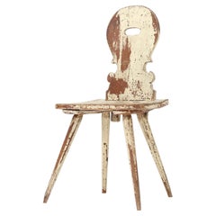 Rustic Painted Primitive Farmhouse Wabi Sabi Folk Art Mountain Chair