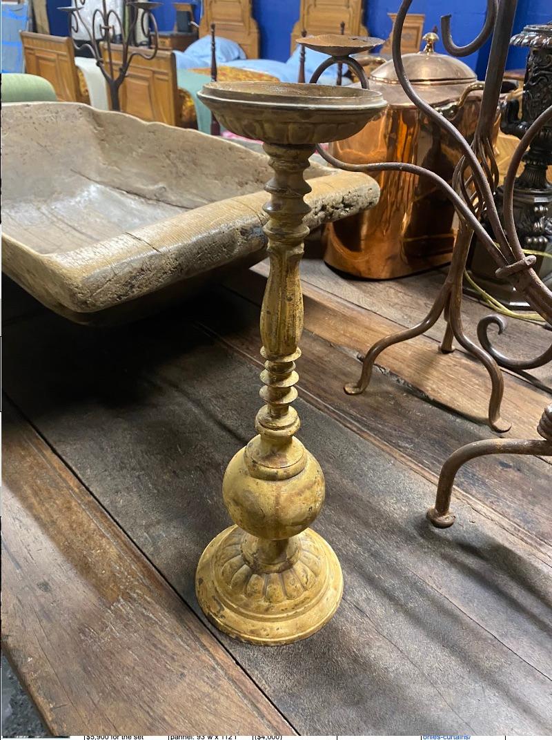 Rustic Painted Wood Candlestick 1