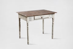 Rustic Painted Wood Side Table with Drawer