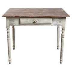 Rustic Painted Wood Side Table with Drawer