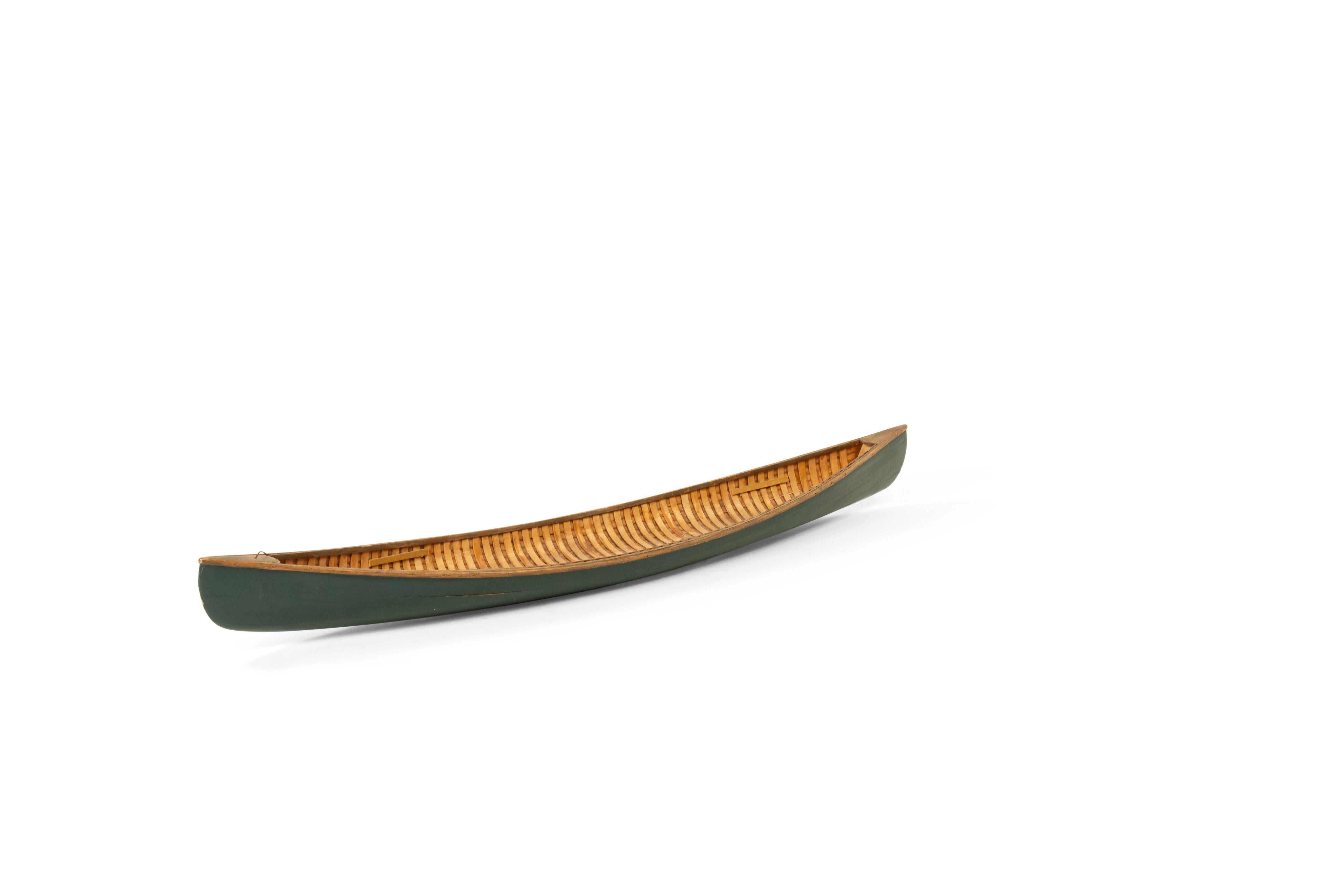 Country Rustic Painted Wooden Canoe Model For Sale