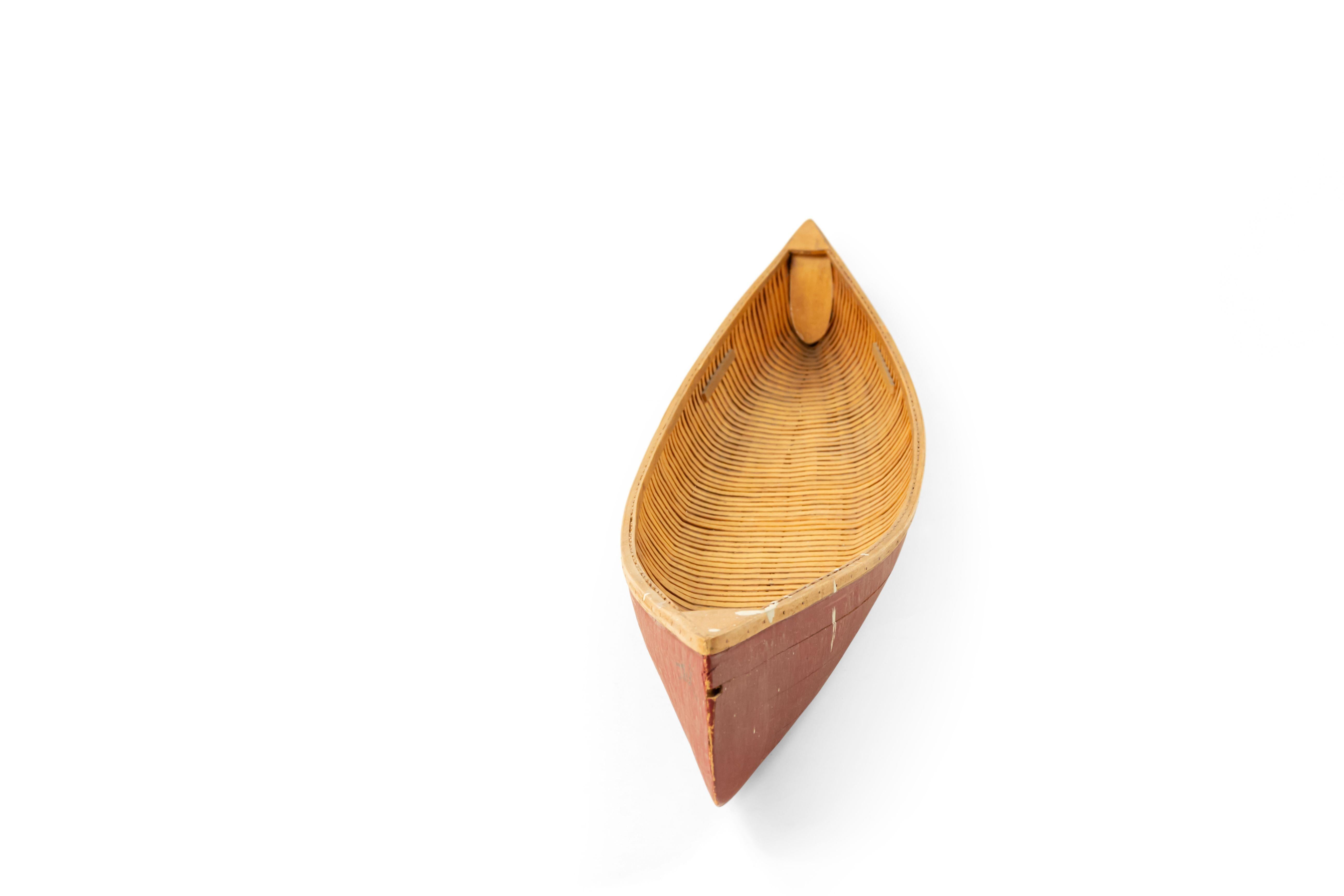 Country Rustic Painted Wooden Canoe Model