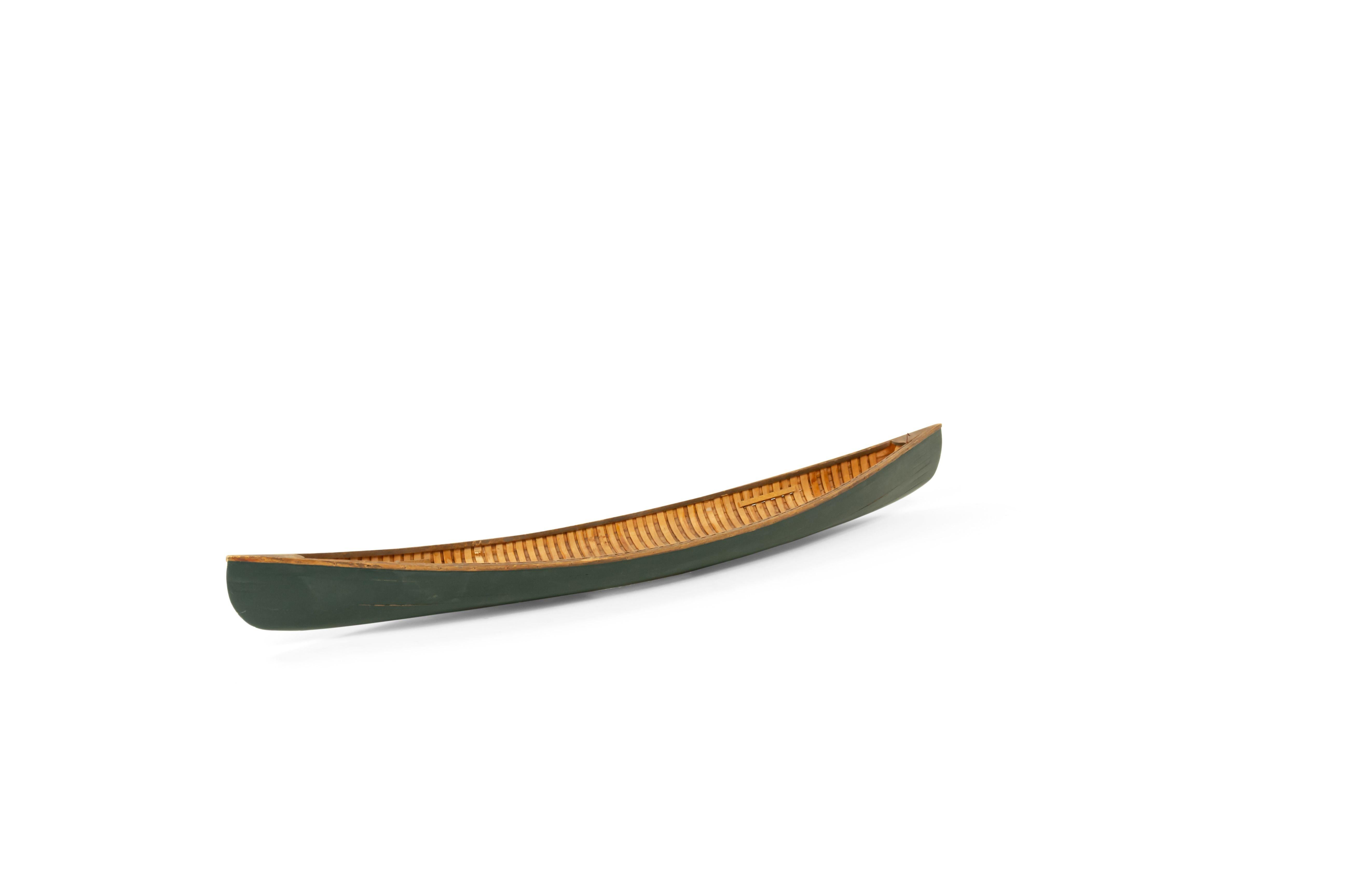 Rustic Painted Wooden Canoe Model For Sale 1