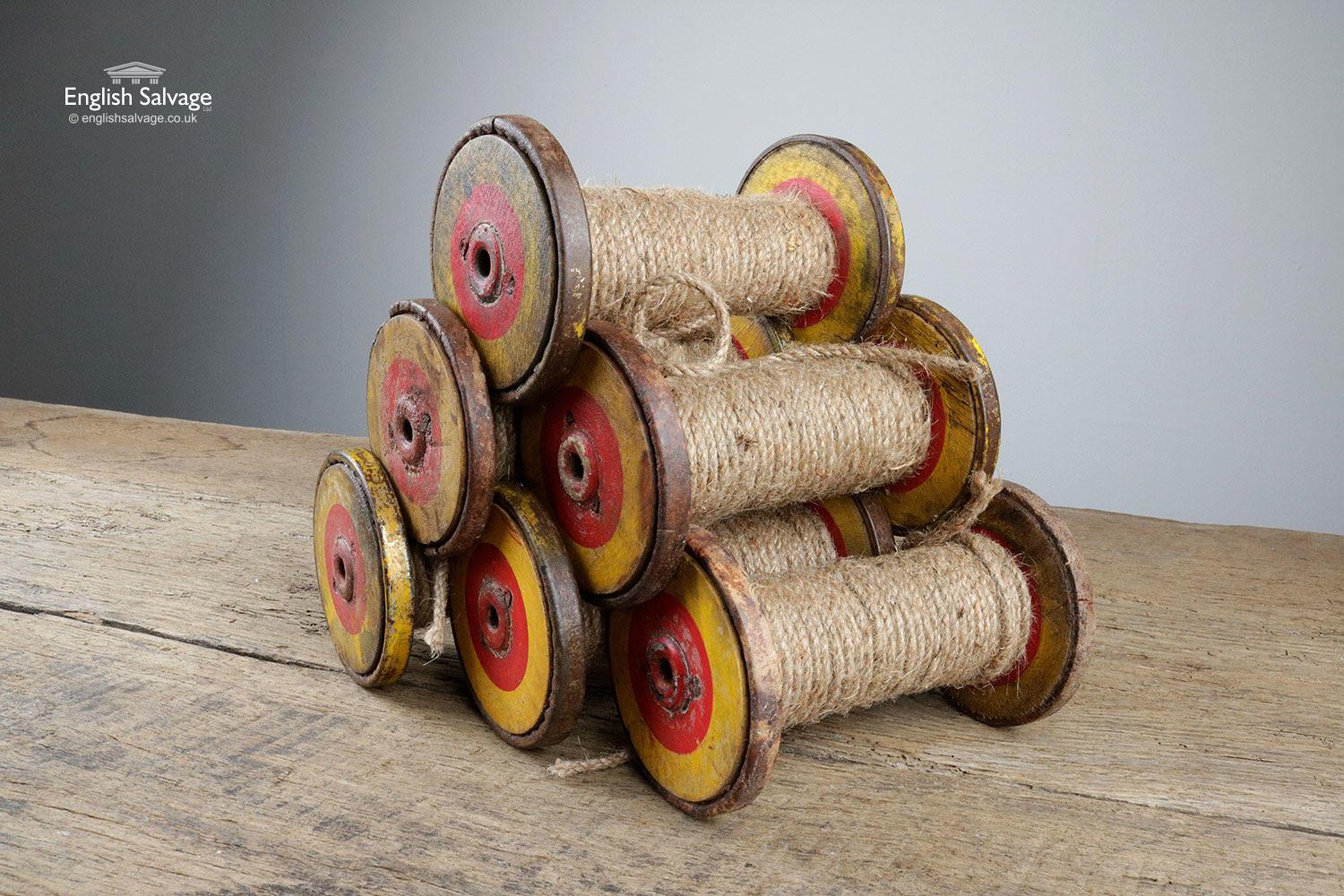 Rustic Painted Wooden Teak Spools, 20th Century In Good Condition For Sale In London, GB
