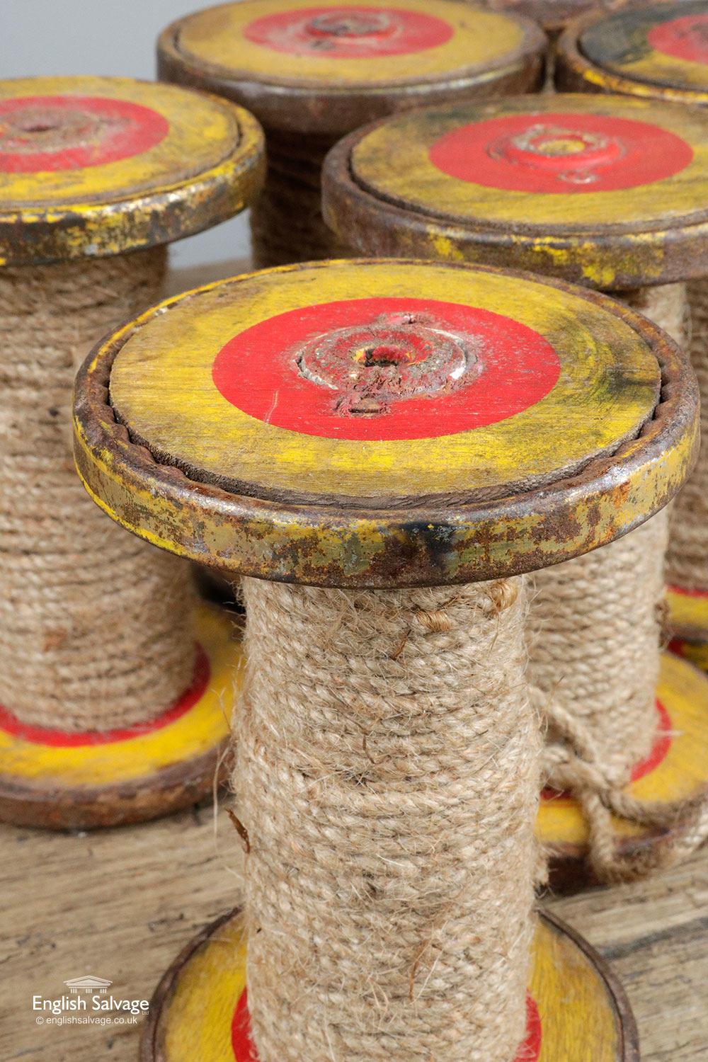 Rustic Painted Wooden Teak Spools, 20th Century For Sale 1