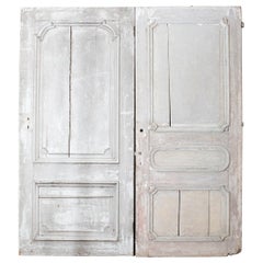 Rustic Pair of 19th Century French Painted Panel Doors