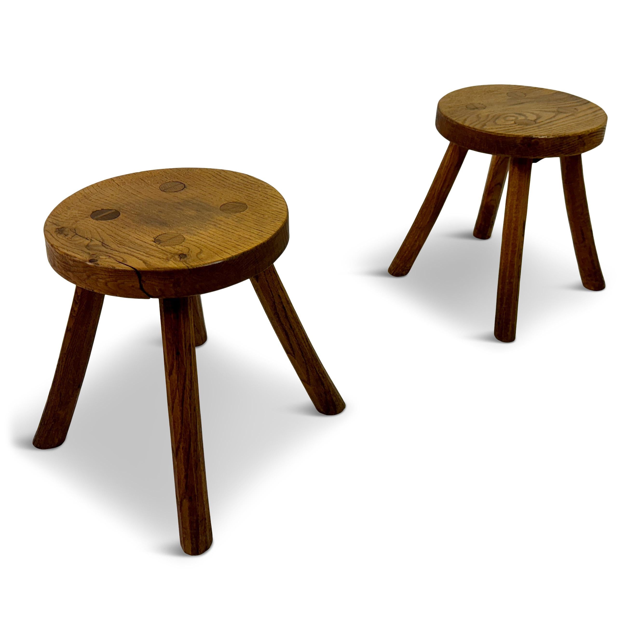 Rustic Oak Milking Stool For Sale 5