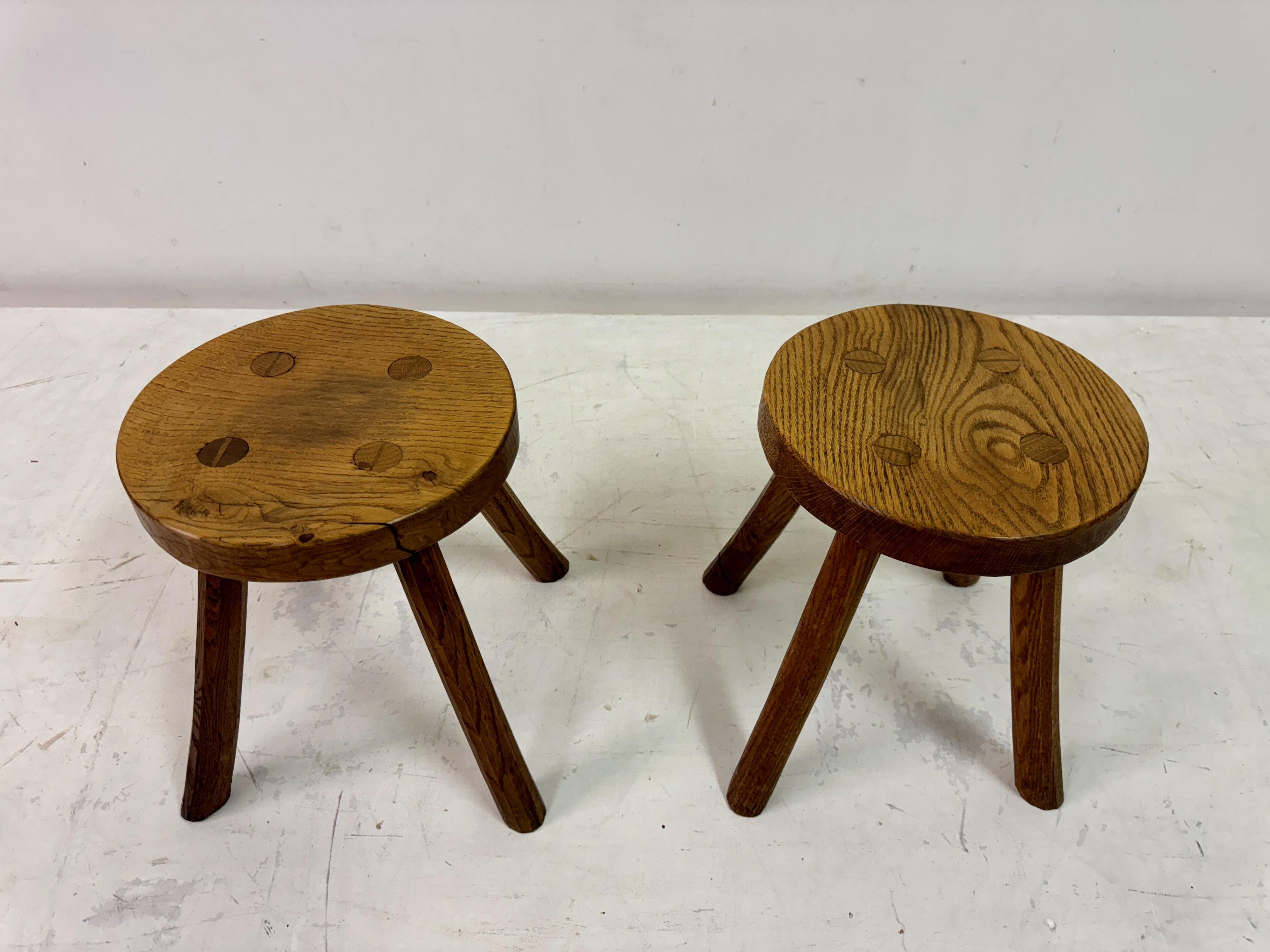 Rustic Oak Milking Stool In Good Condition For Sale In London, London