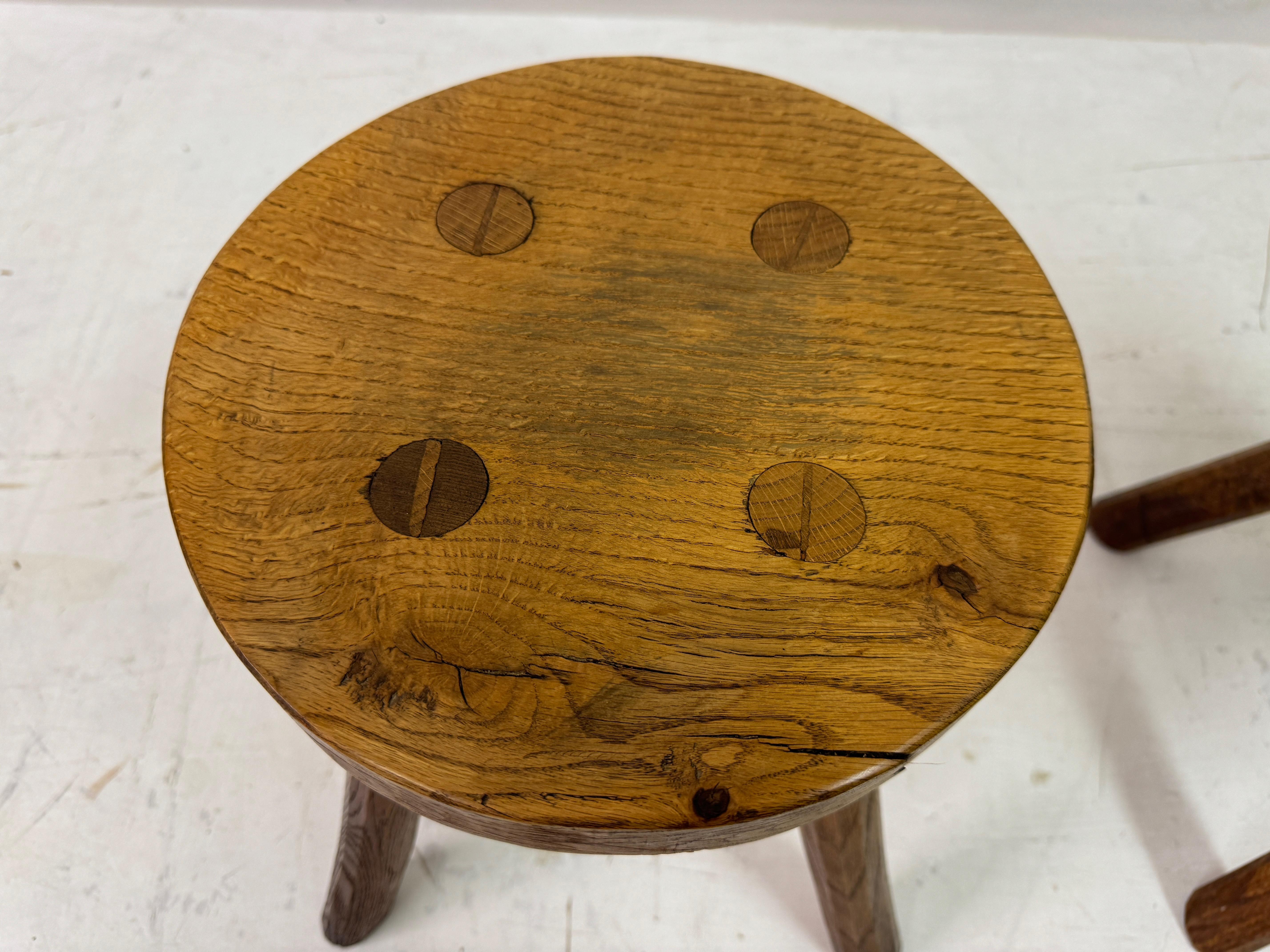 20th Century Rustic Oak Milking Stool For Sale