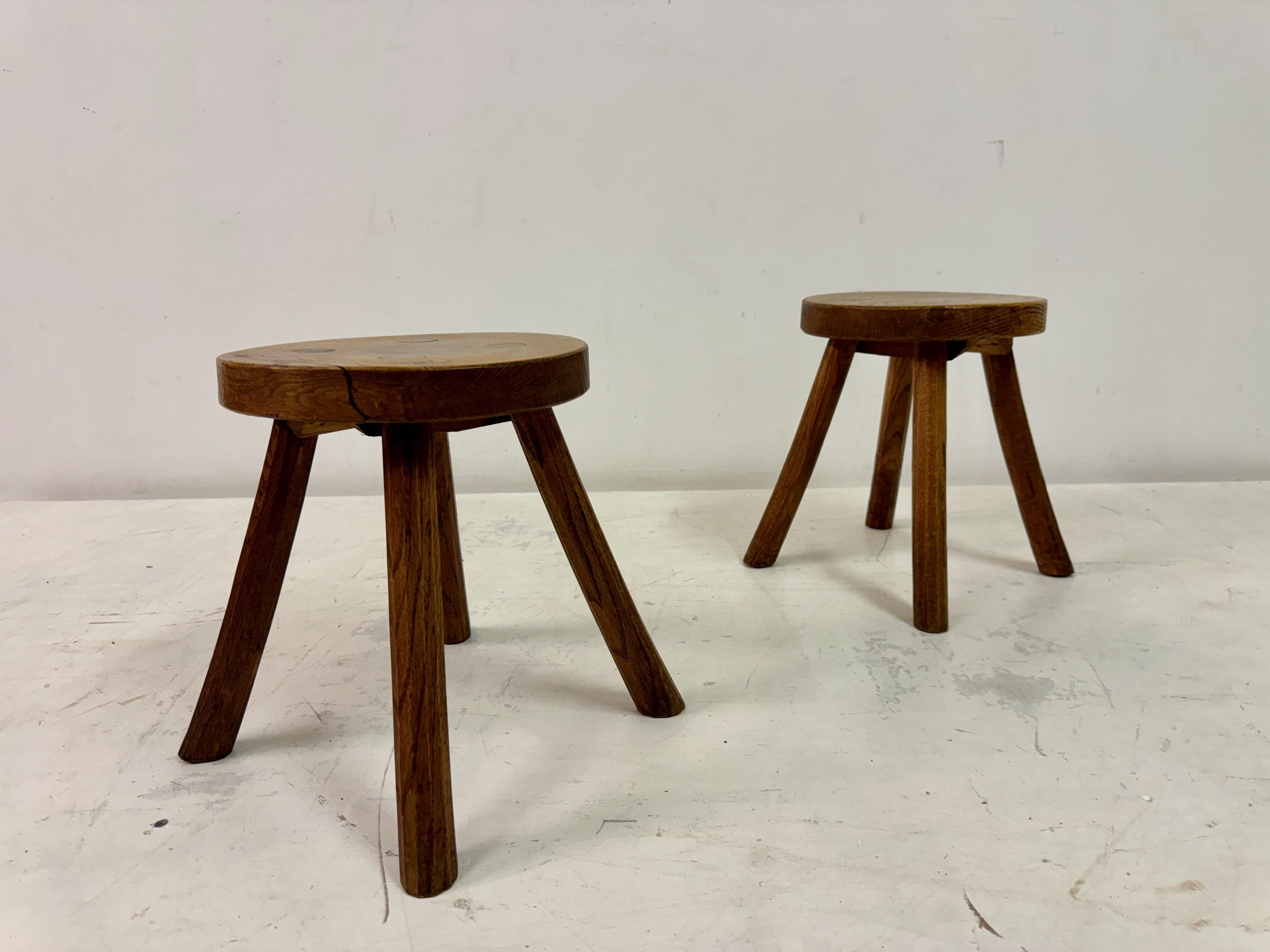 Rustic Oak Milking Stool For Sale 2