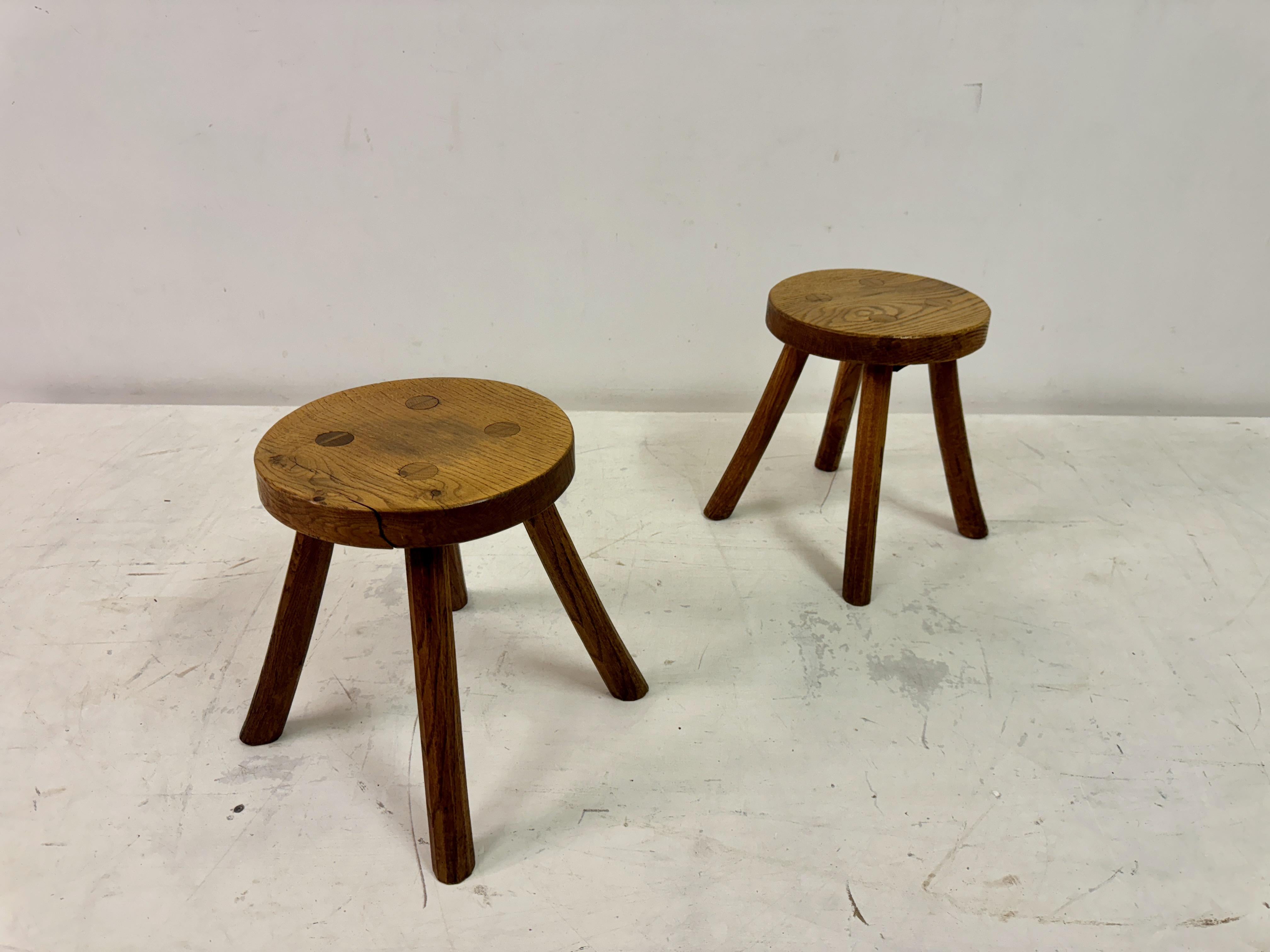 Rustic Oak Milking Stool For Sale 3