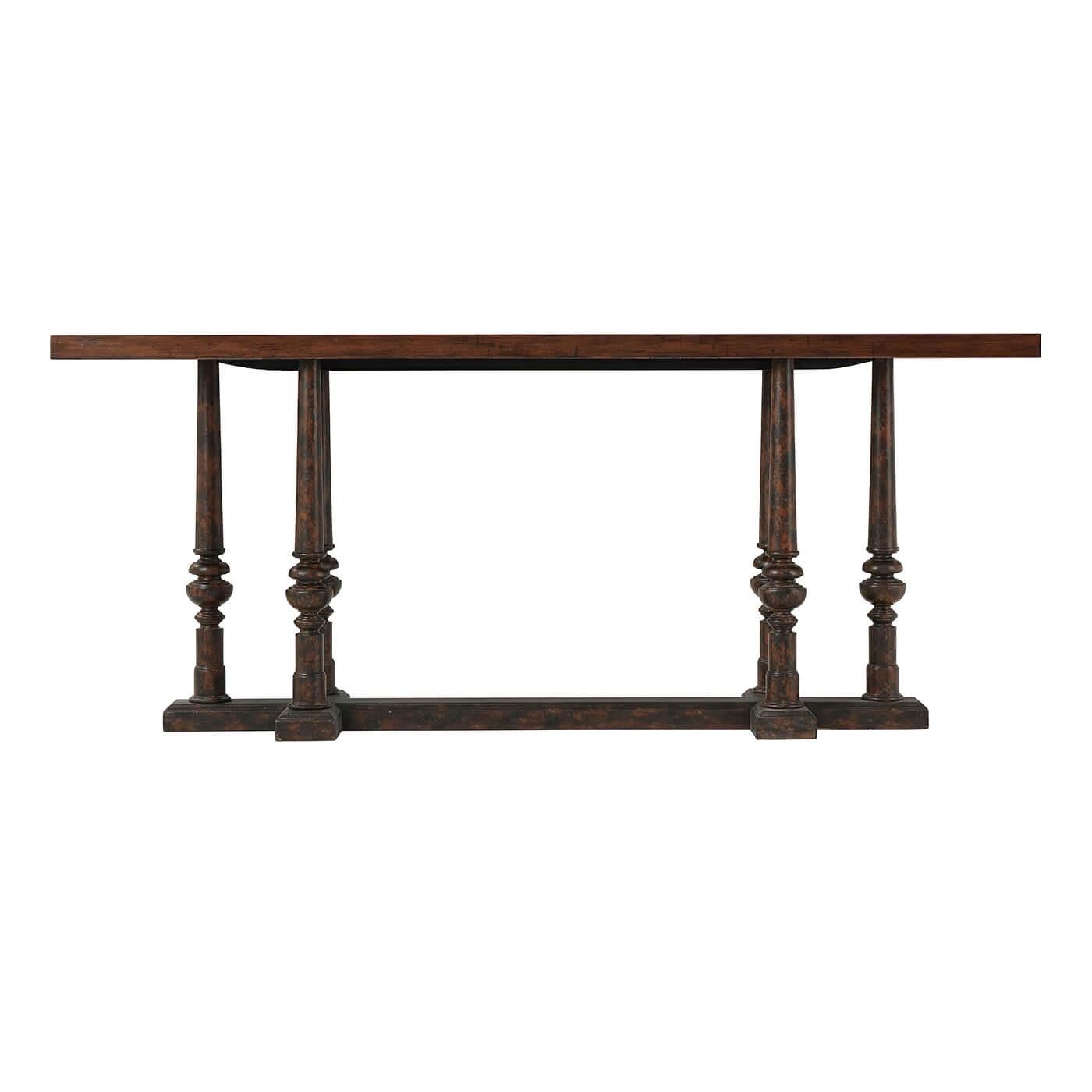European Rustic Parquetry Console Table