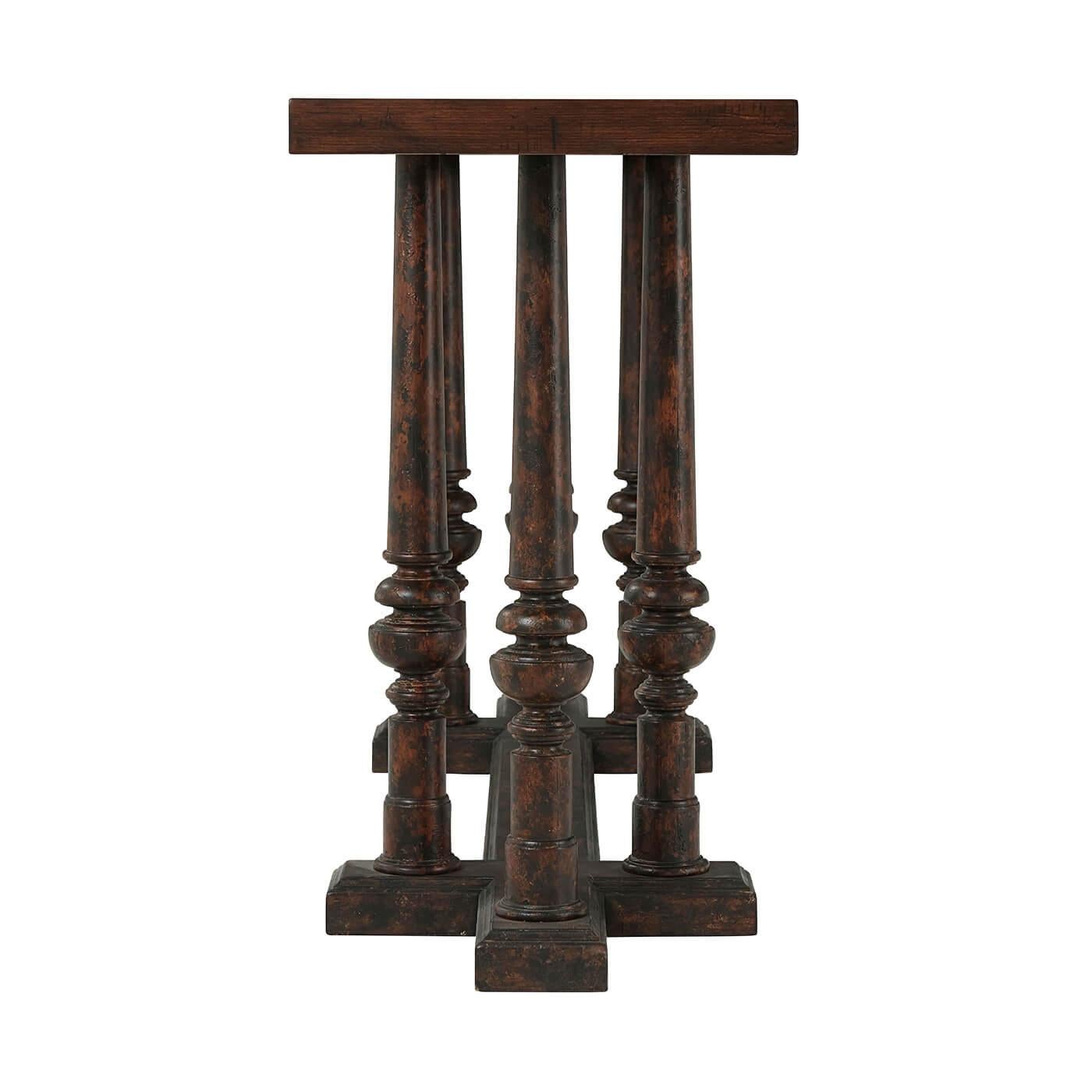 Rustic Parquetry Console Table In New Condition In Westwood, NJ