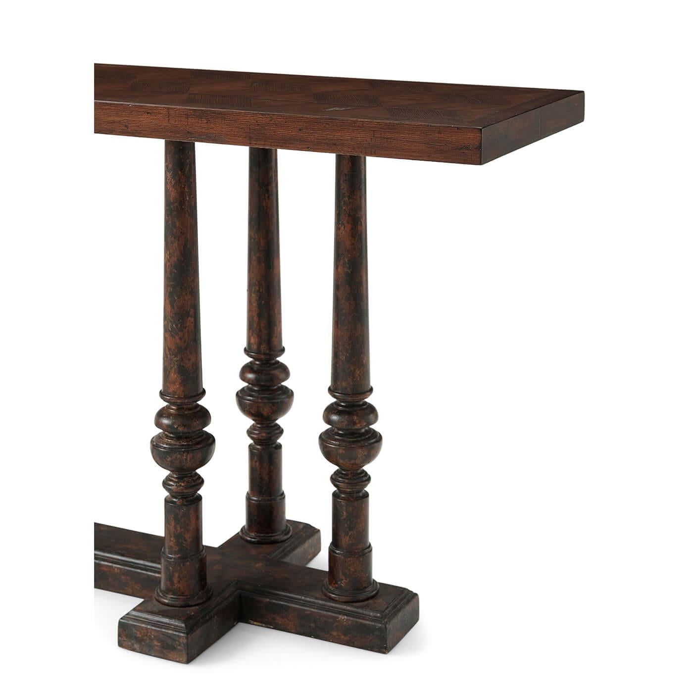 Contemporary Rustic Parquetry Console Table