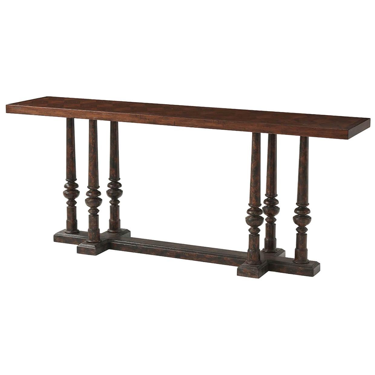 Rustic Parquetry Console Table