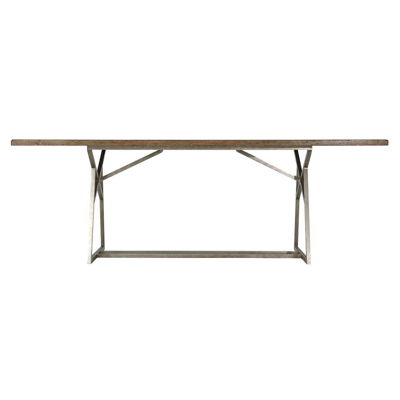 Organic Modern Rustic Parquetry Oak Dining Table