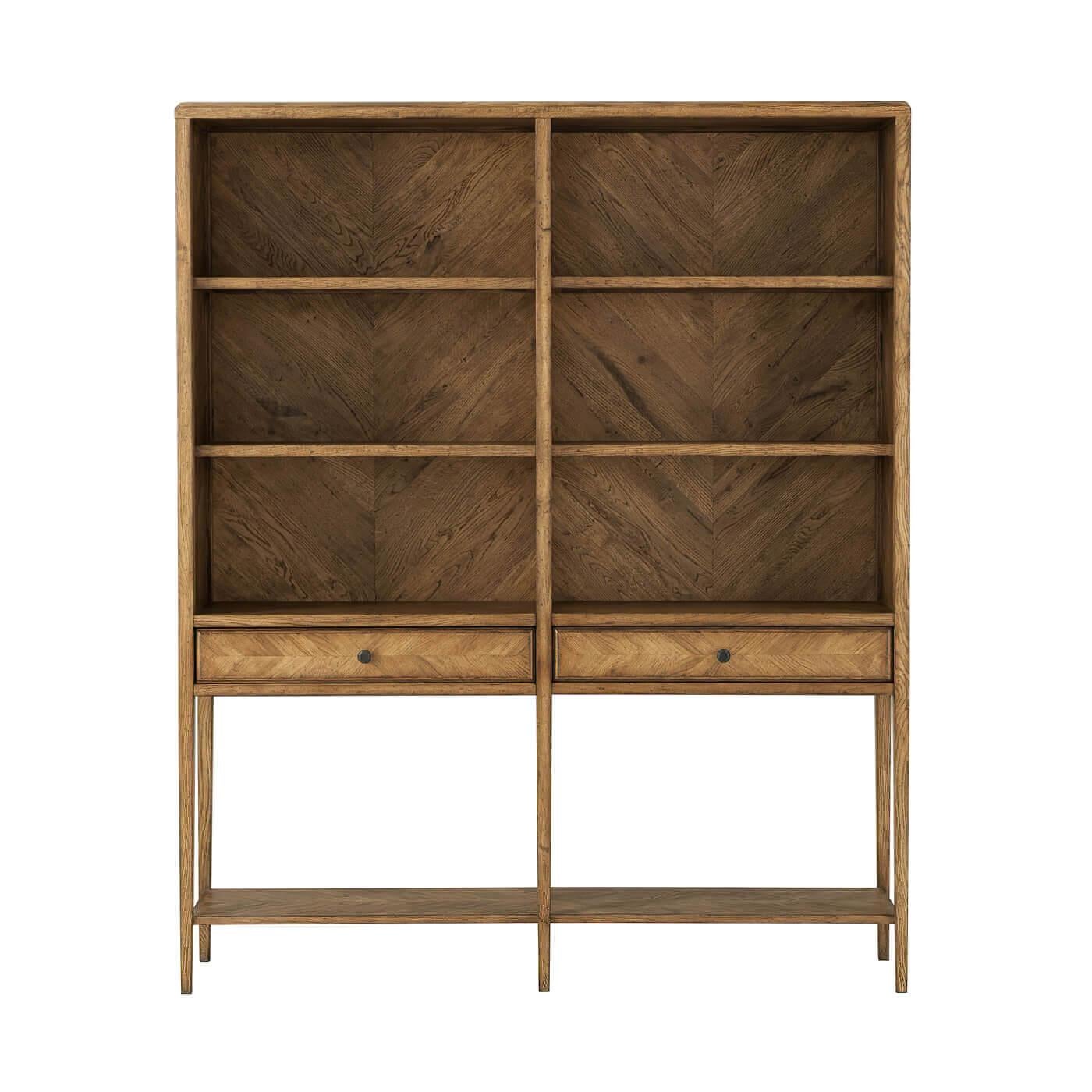 Vietnamese Rustic Parquetry Open Bookcase For Sale