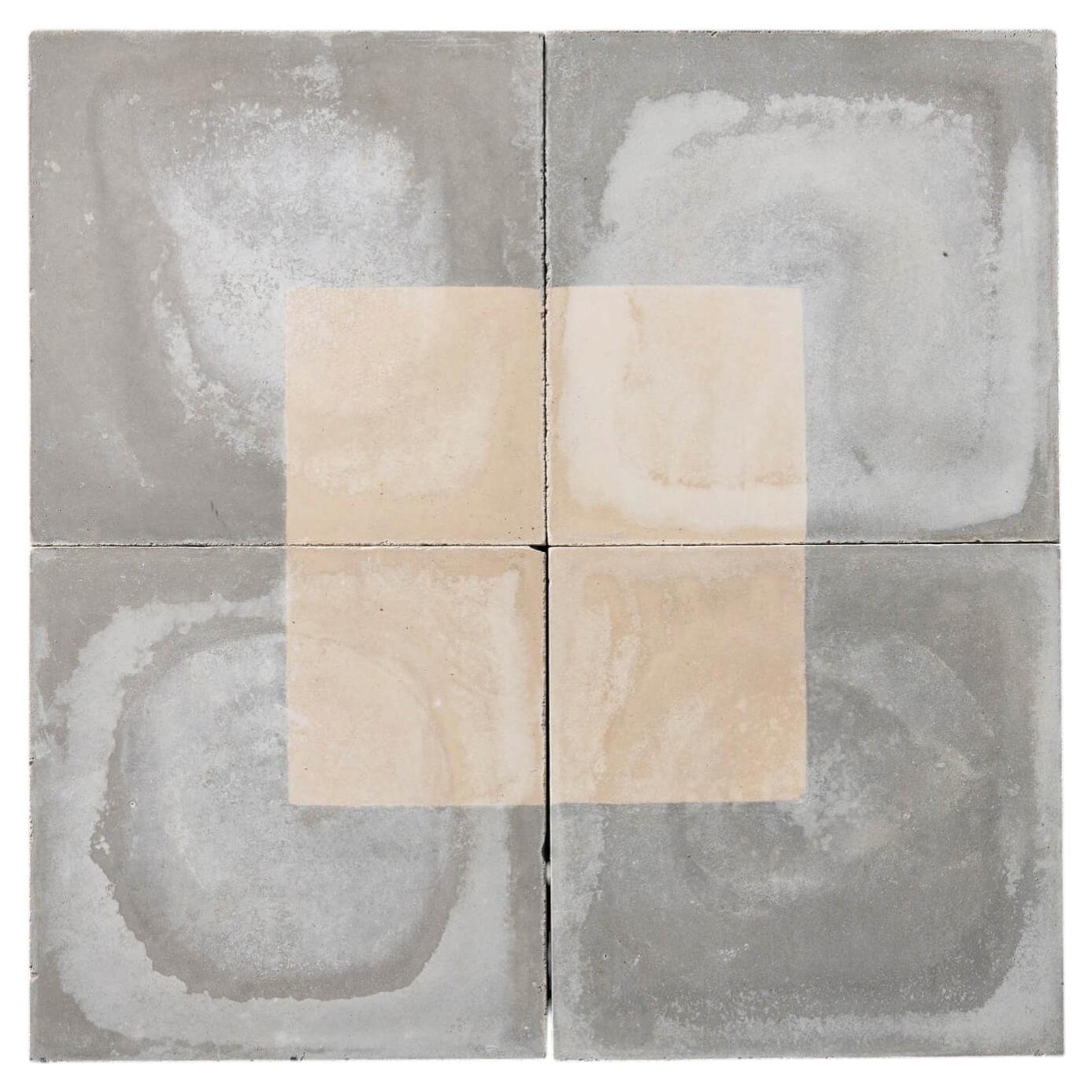 Reclaimed Monochrome Black and Cream Square Pattern Encaustic Tiles 2.2 m2 For Sale