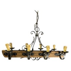 Rustic Pendant Lamp In Wood And Metal