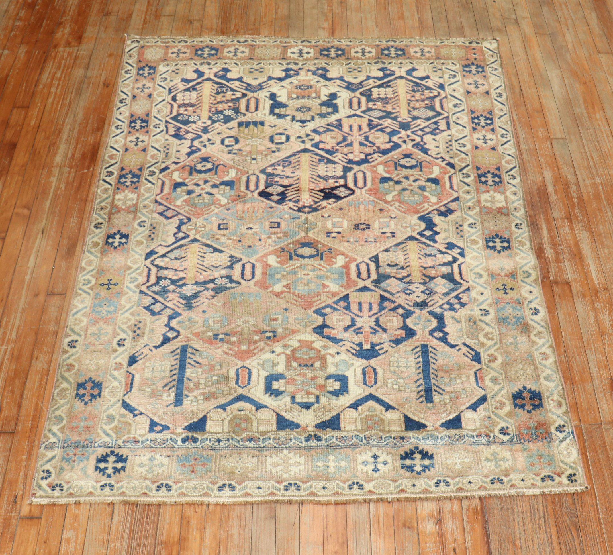 Country Rustic Persian Bakhtiari Rug For Sale