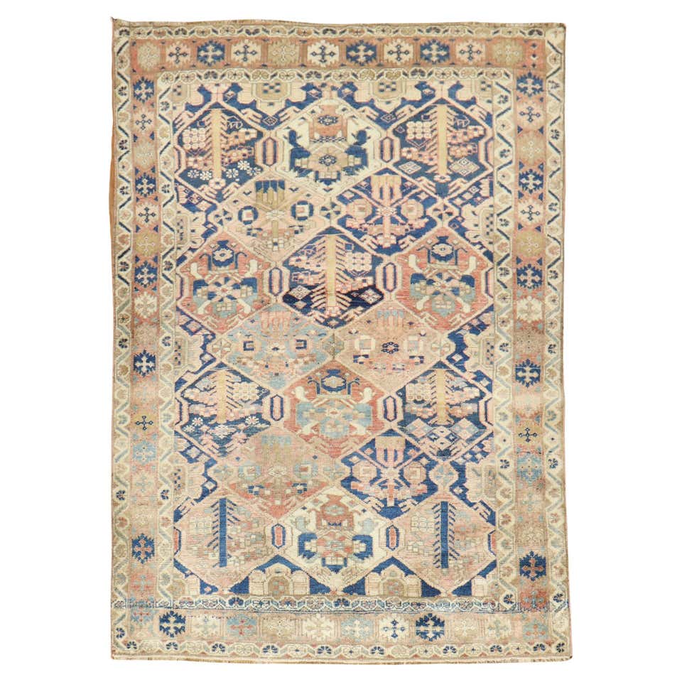 Distressed Vintage Persian Overdyed Rug with Rustic French Industrial ...