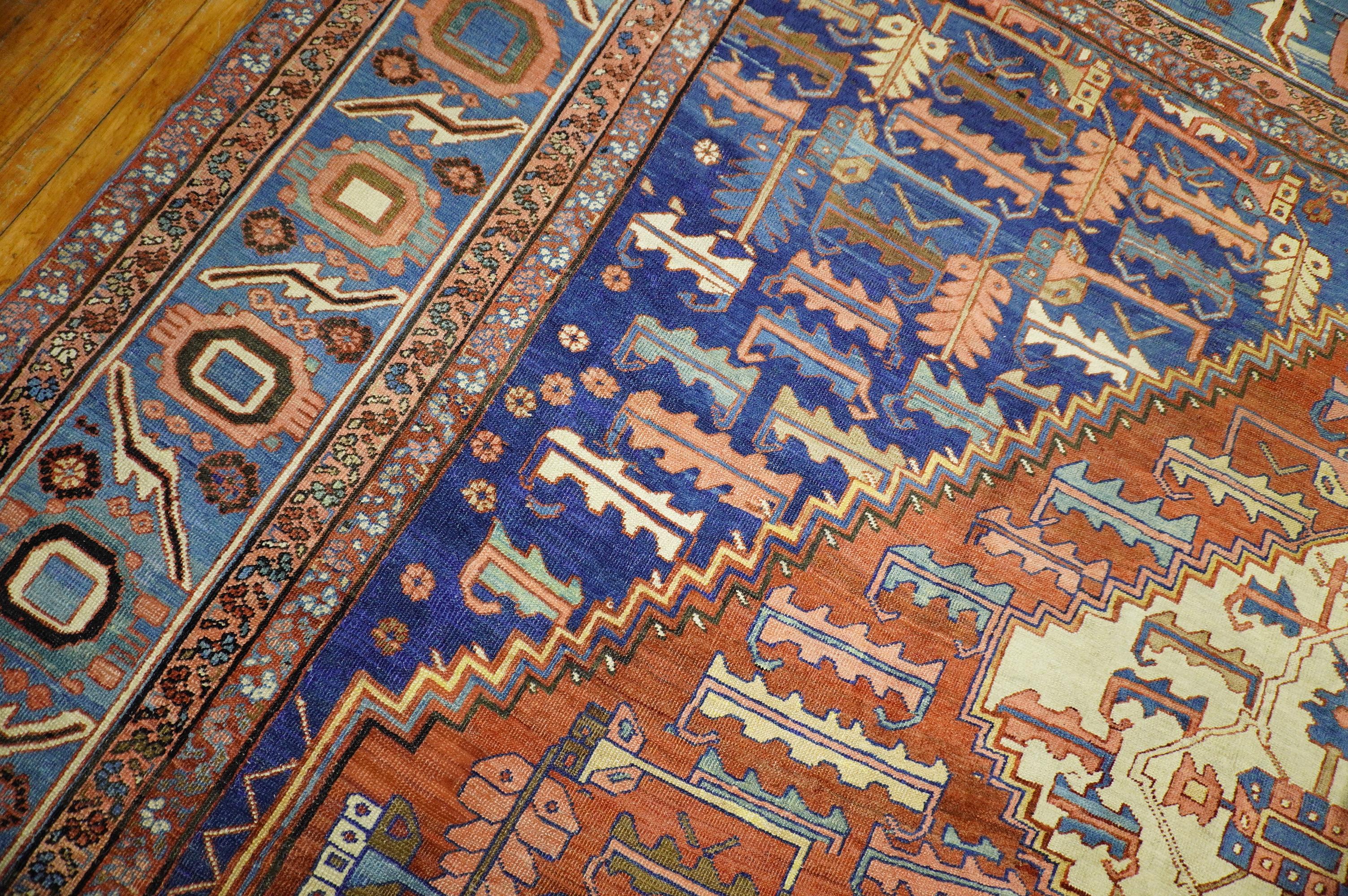 Rustic Persian Bakshaish Tribal Room Size Rug For Sale 4