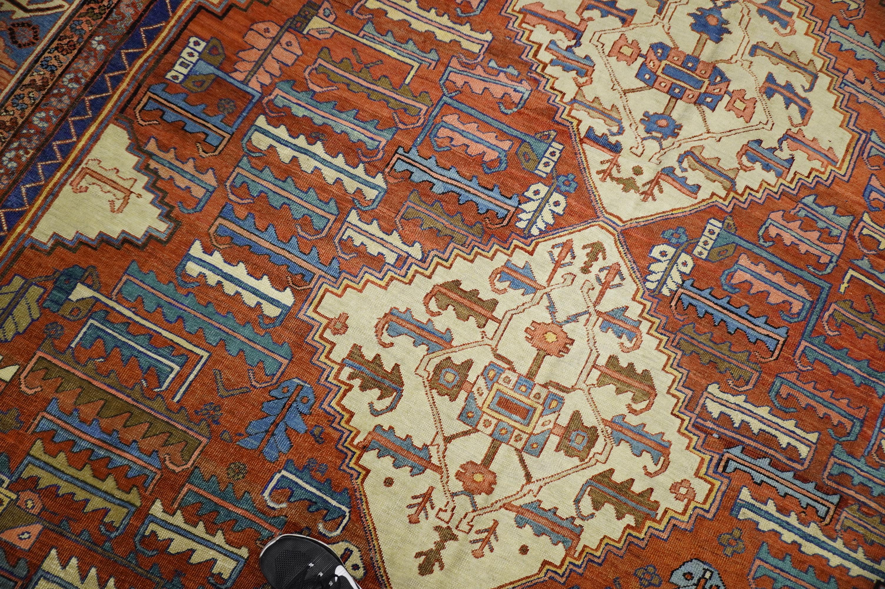 Rustic Persian Bakshaish Tribal Room Size Rug For Sale 5