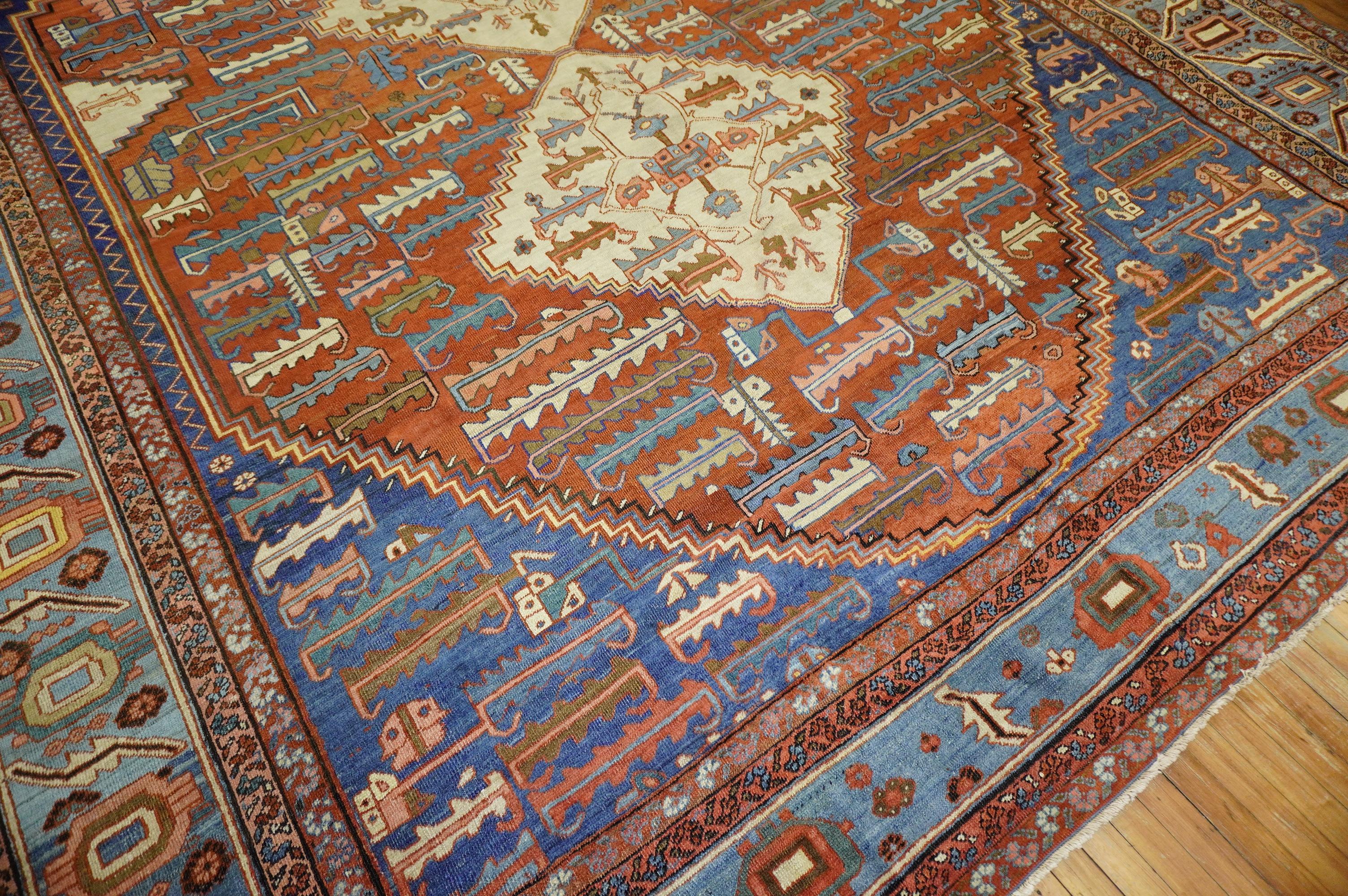 Rustic Persian Bakshaish Tribal Room Size Rug For Sale 7