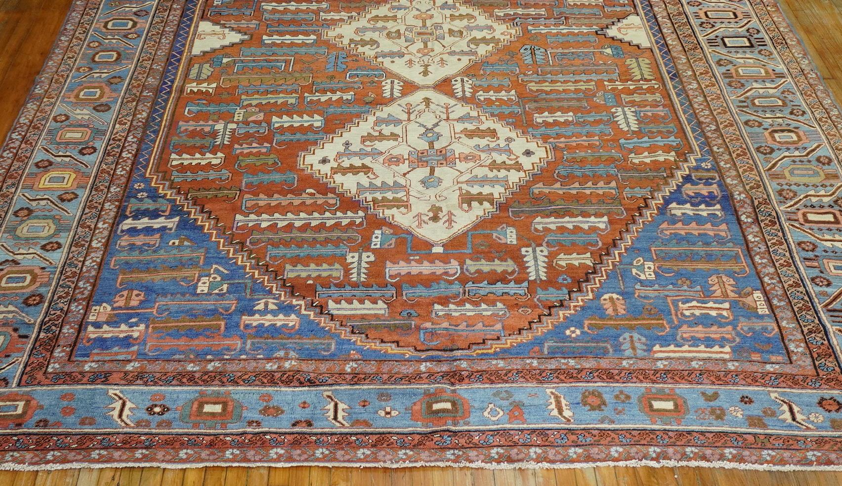 Rustic Persian Bakshaish Tribal Room Size Rug For Sale 12