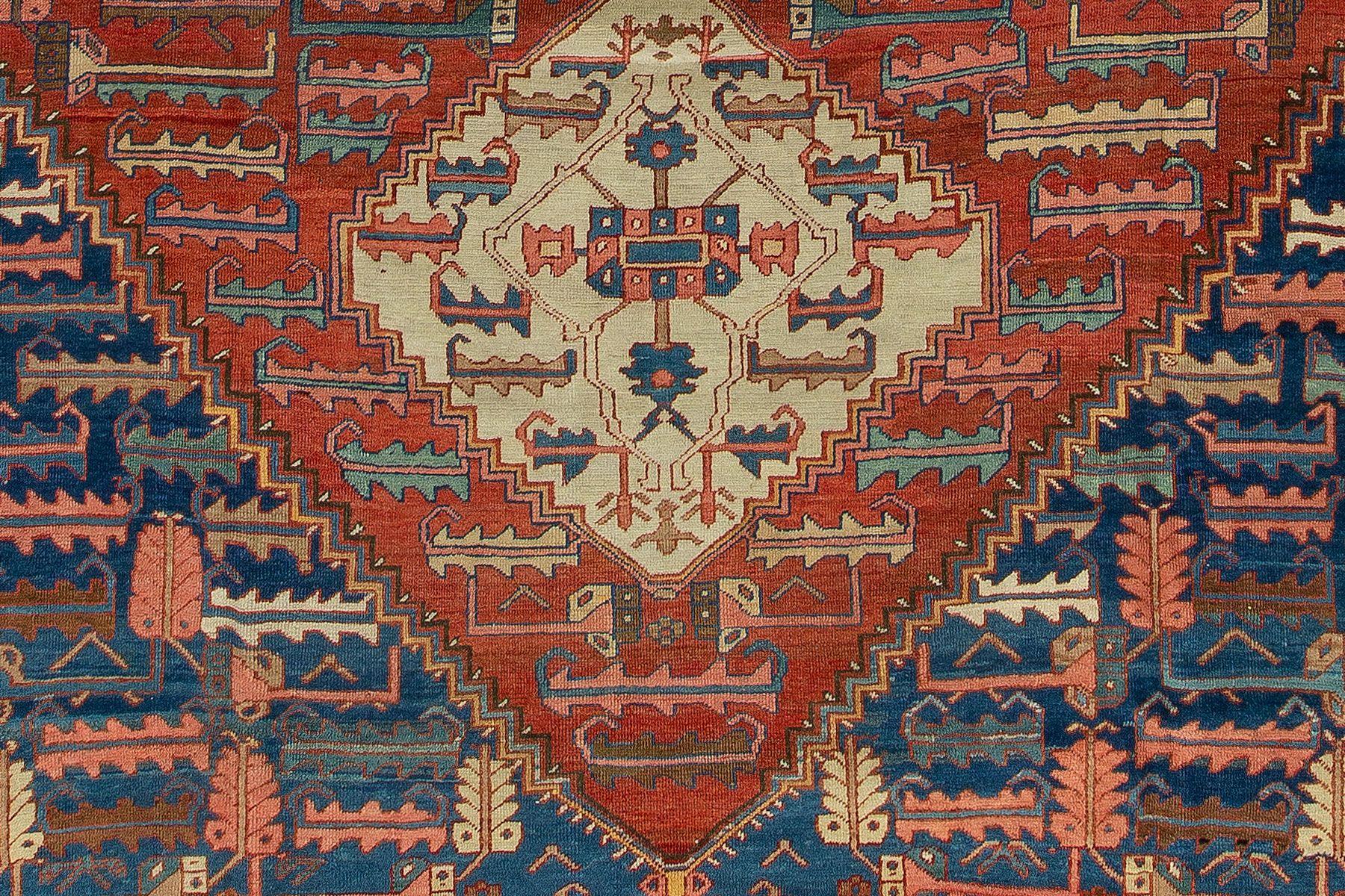 Hand-Knotted Rustic Persian Bakshaish Tribal Room Size Rug For Sale