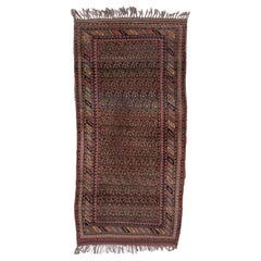 Rustic Persian Kurdish Rug, All-Over Field, Fringes