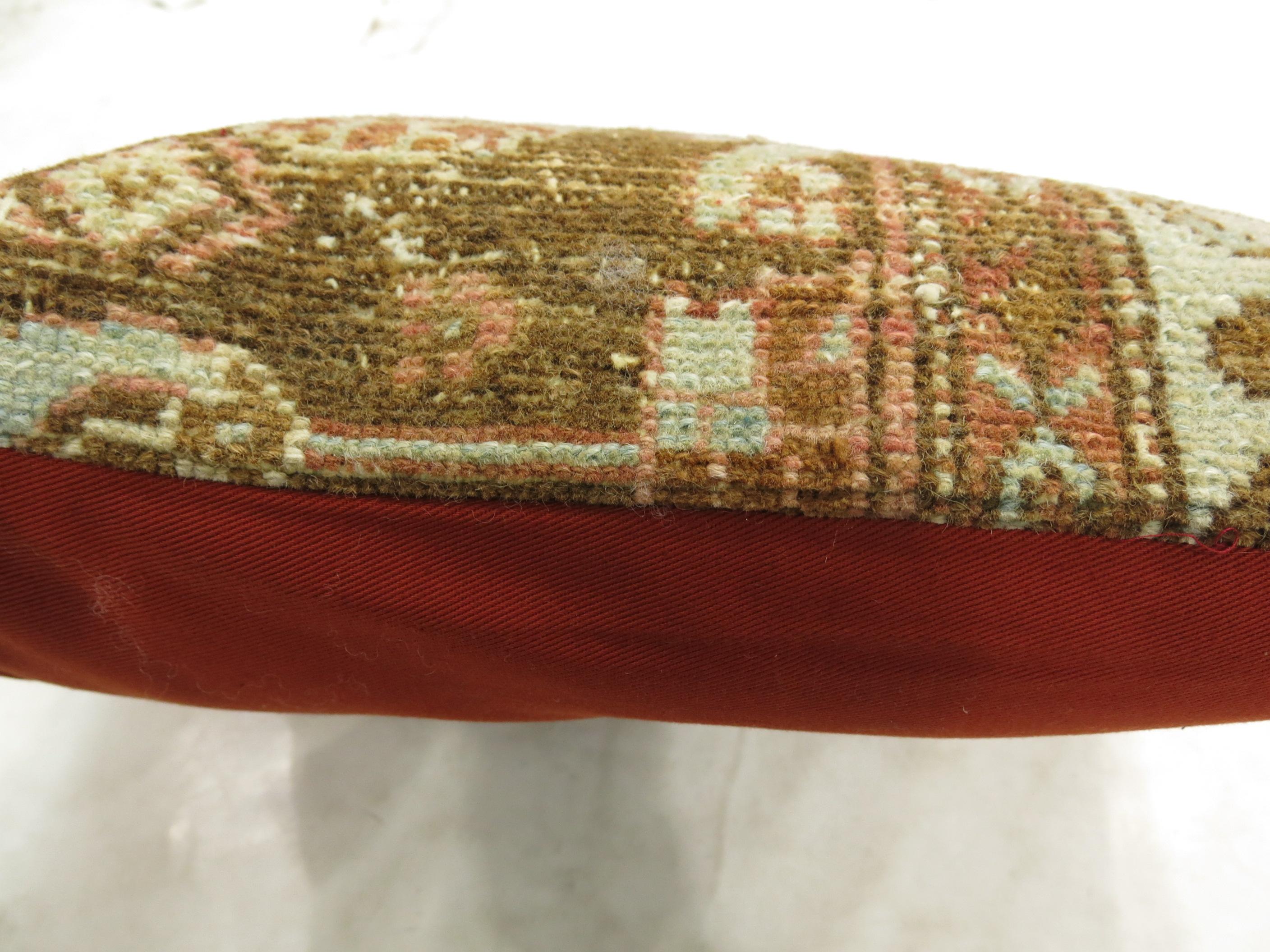 Pillow made from a Persian Malayer rug in rustic accents. Zipper closure and poly-fill insert included

Measures: 13