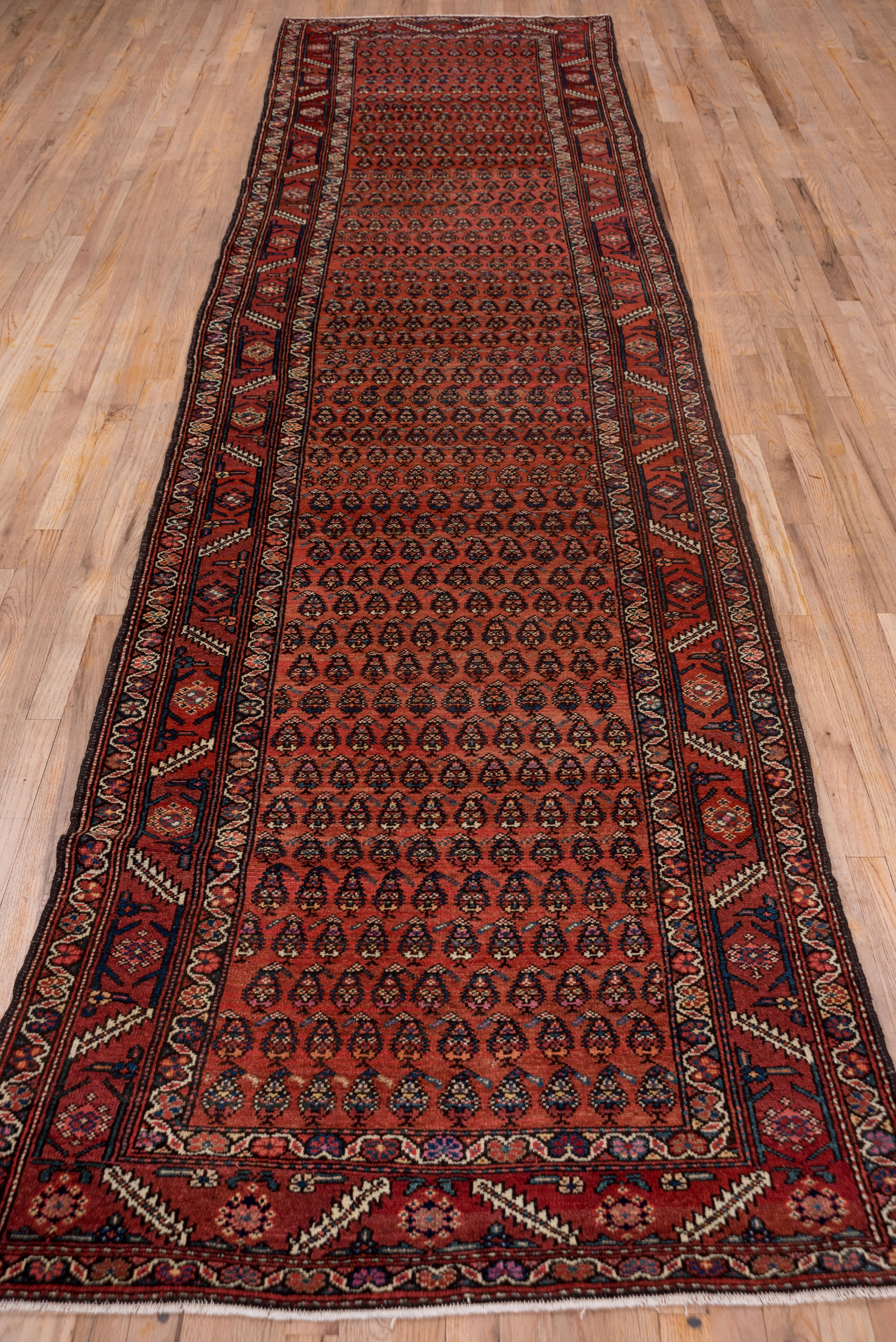 Rustic Persian Malayer Wide Runner, Paisley Allover Field, circa 1920s In Good Condition For Sale In New York, NY