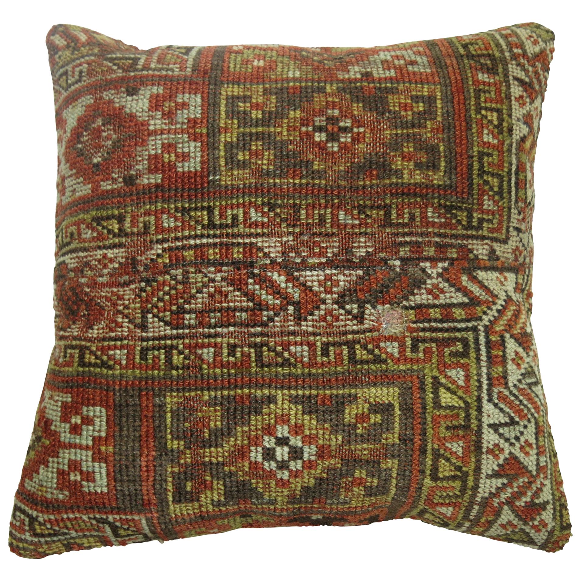 Rustic Persian Rug Pillow For Sale