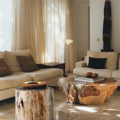 Rustic Petrified Wood Side Table