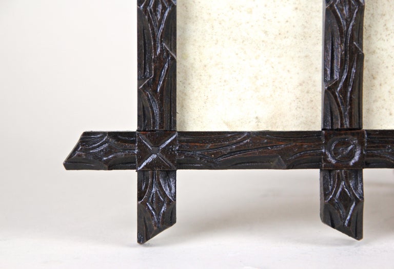 Stained Rustic Photo Frame Black Forest Hand Carved, Austria, circa 1880 For Sale
