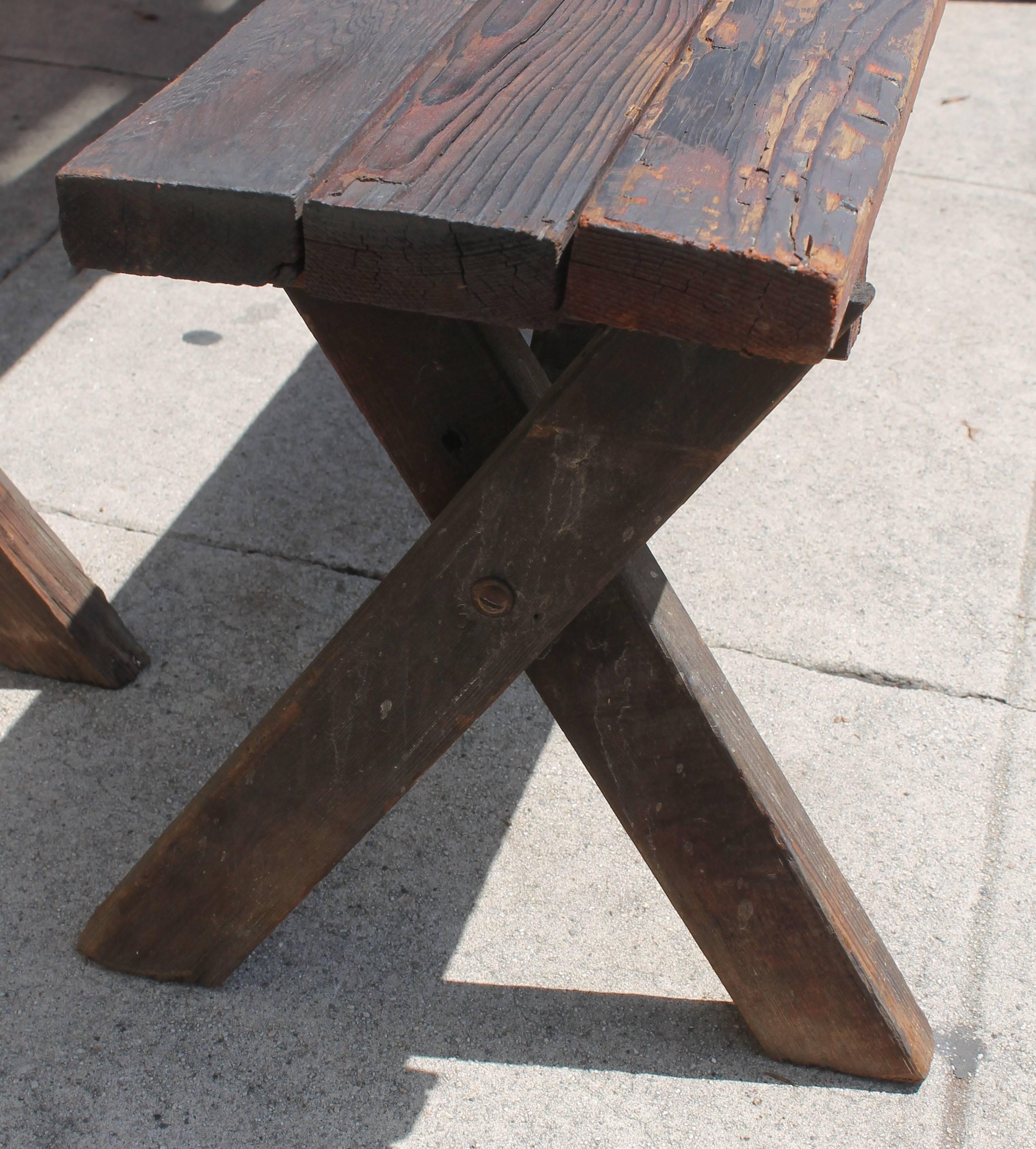Rustic Picnic Table and Matching Benches 1