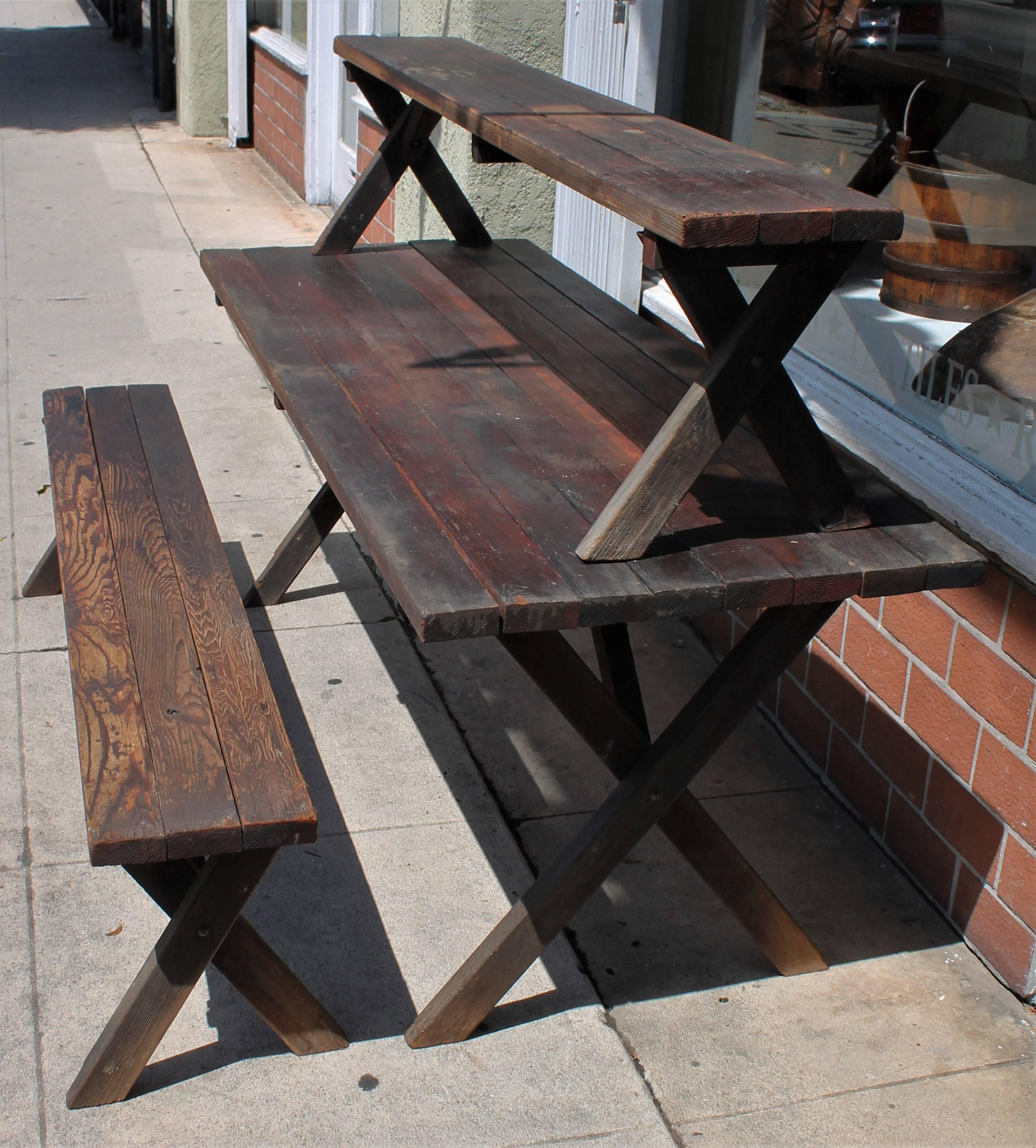 Rustic Picnic Table and Matching Benches 2