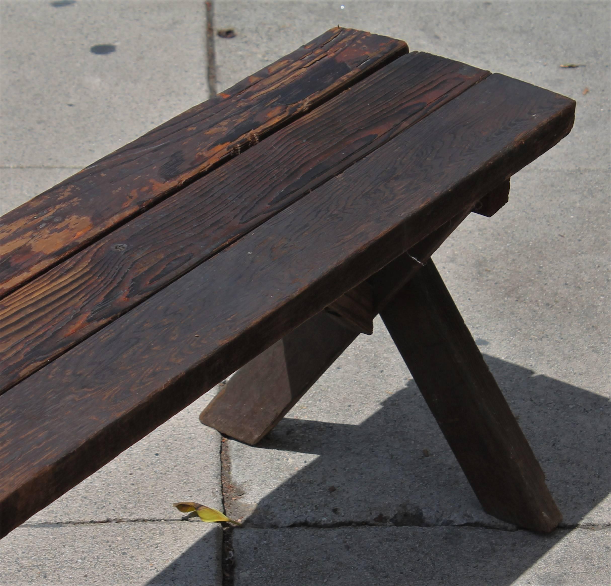Rustic Picnic Table and Matching Benches 4