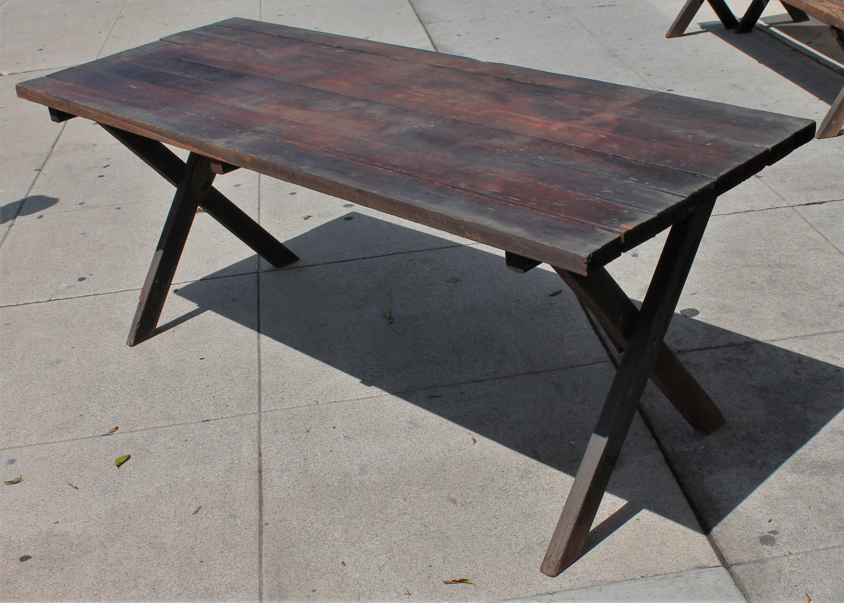 Rustic Picnic Table and Matching Benches 6