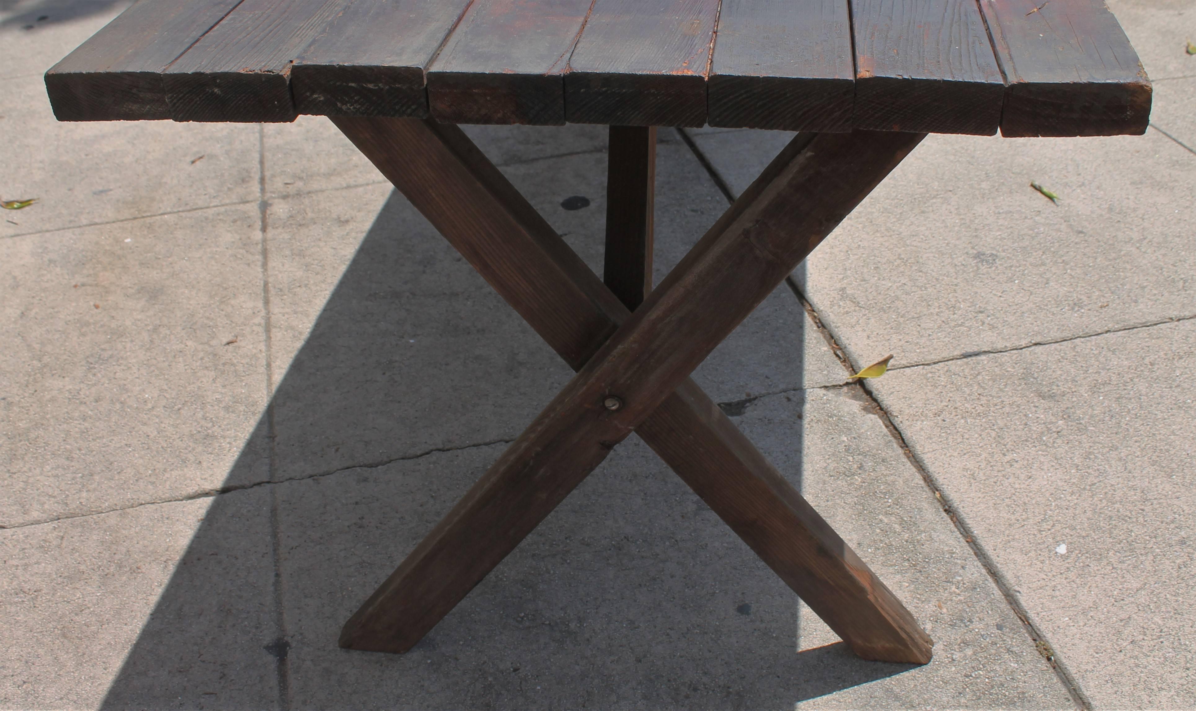 Rustic Picnic Table and Matching Benches 8