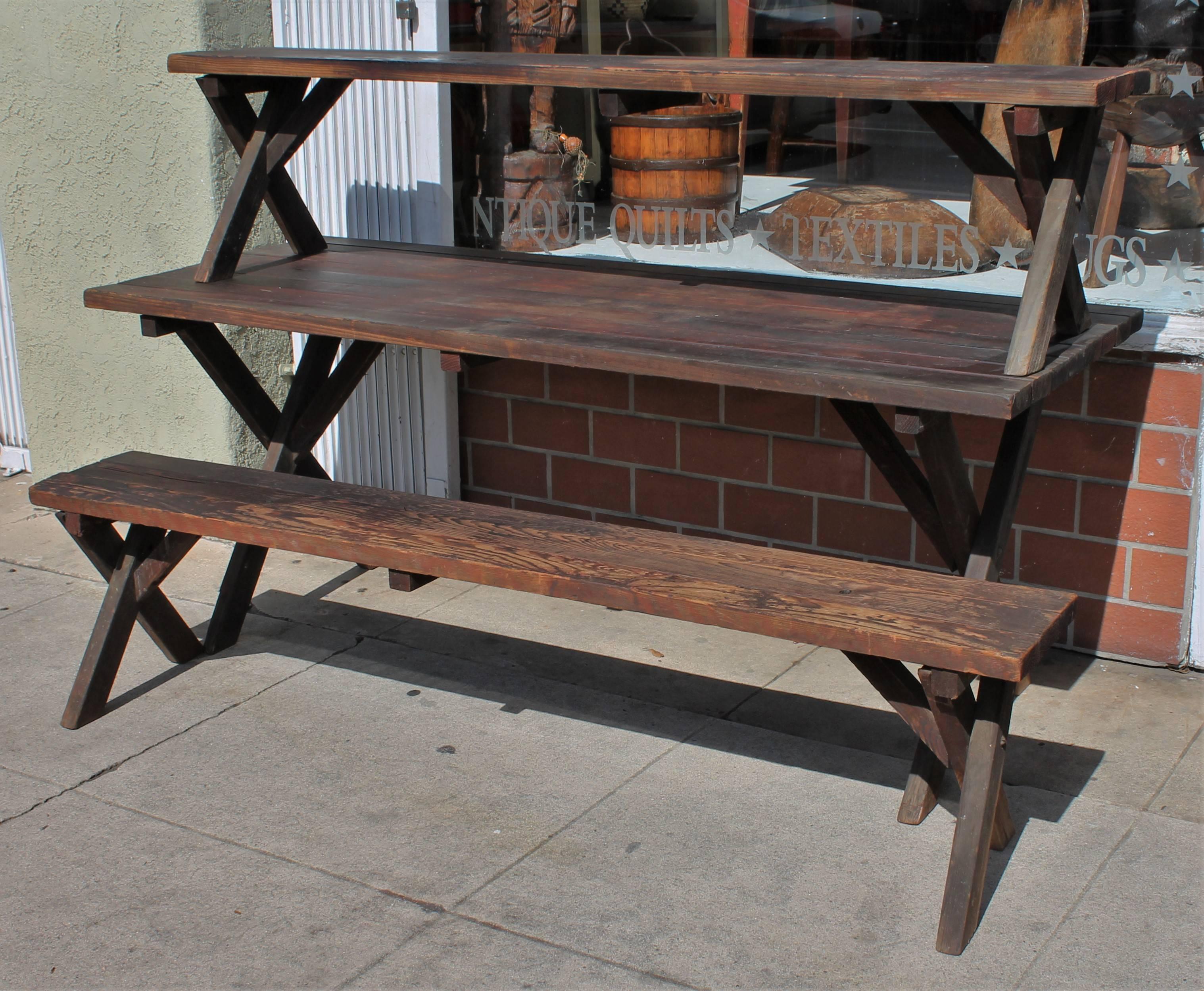 Adirondack Rustic Picnic Table and Matching Benches