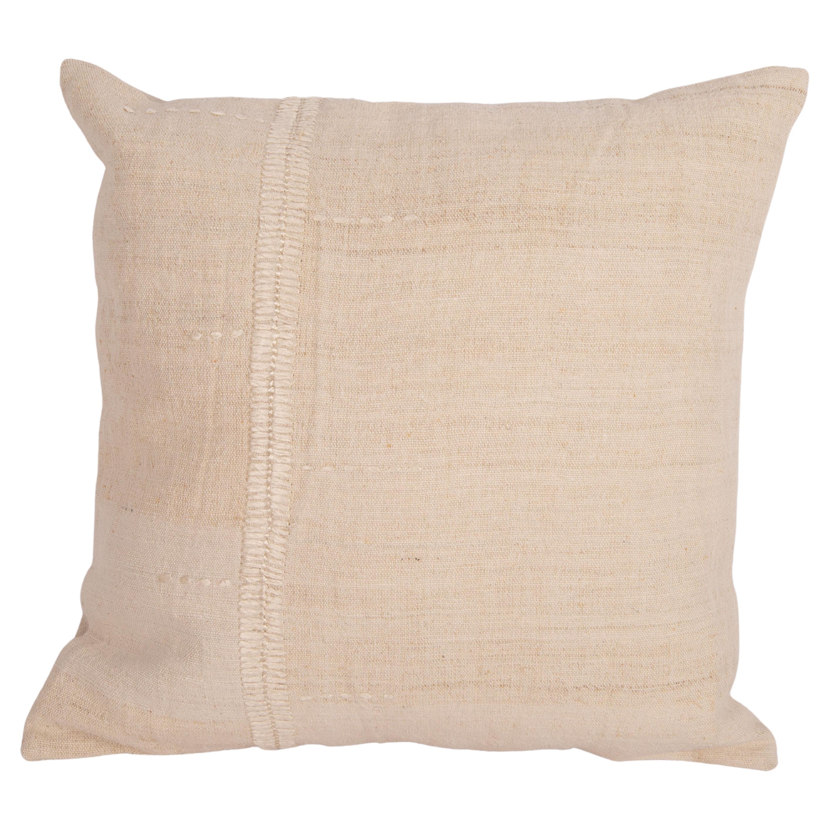 Rustic Pillow Case Made from a Vintage Anatolian Linen Fabric Mid 20th C. For Sale