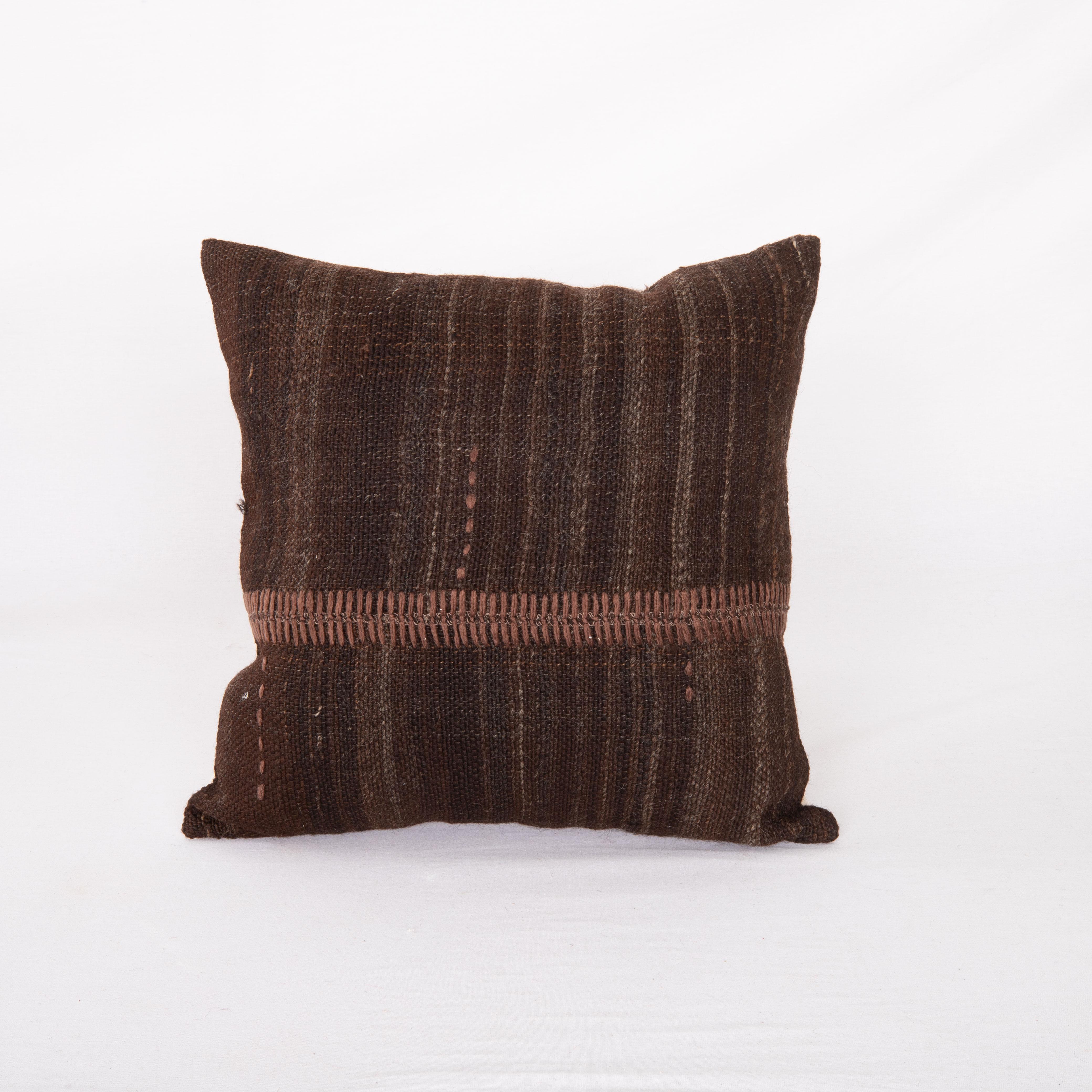 Rustic Pillow Case Made from a Vintage UnDyed Wool Coverlet, Mid 20th