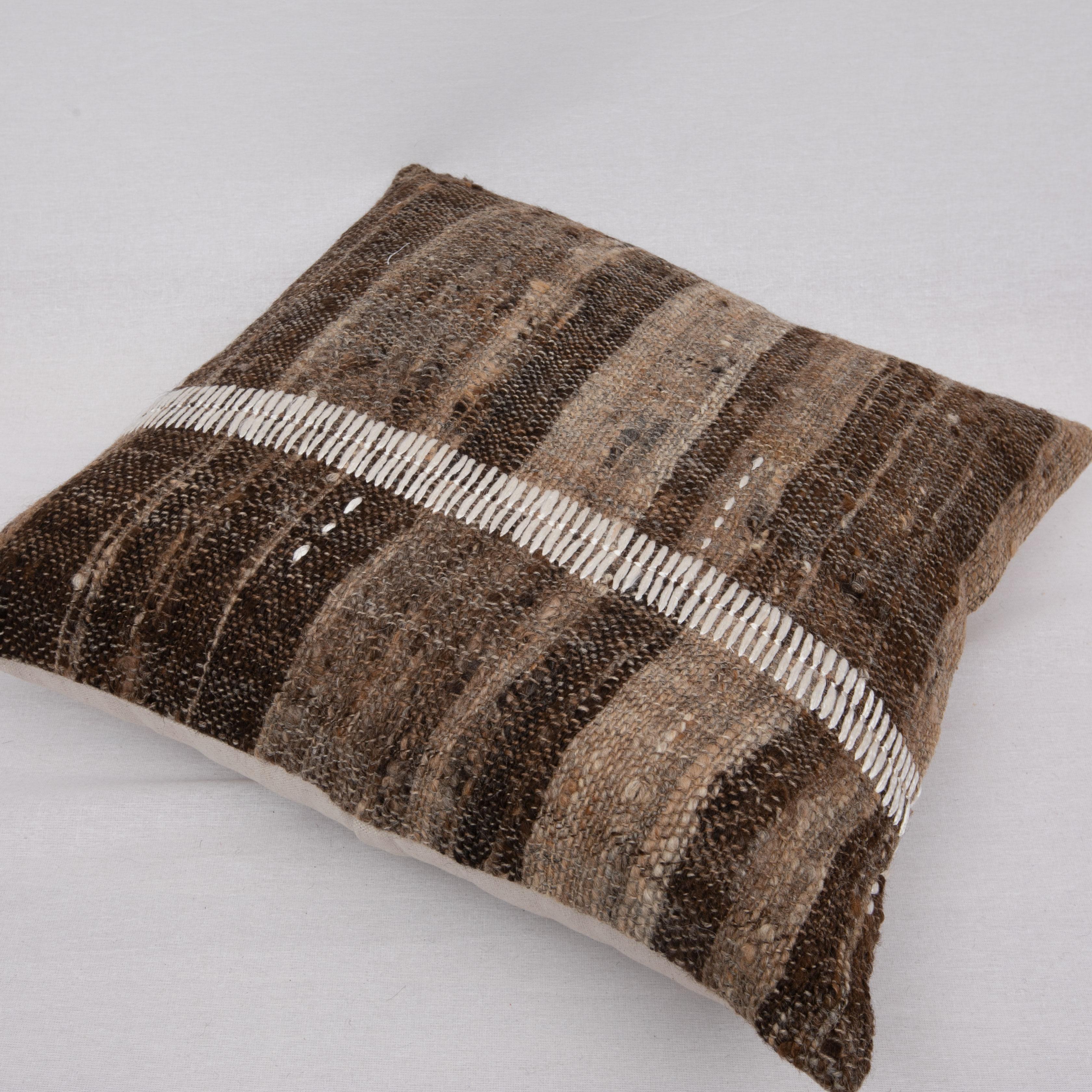 20th Century Rustic Pillow Case Made from a Vintage Un-Dyed Wool Coverlet, Mid 20th C