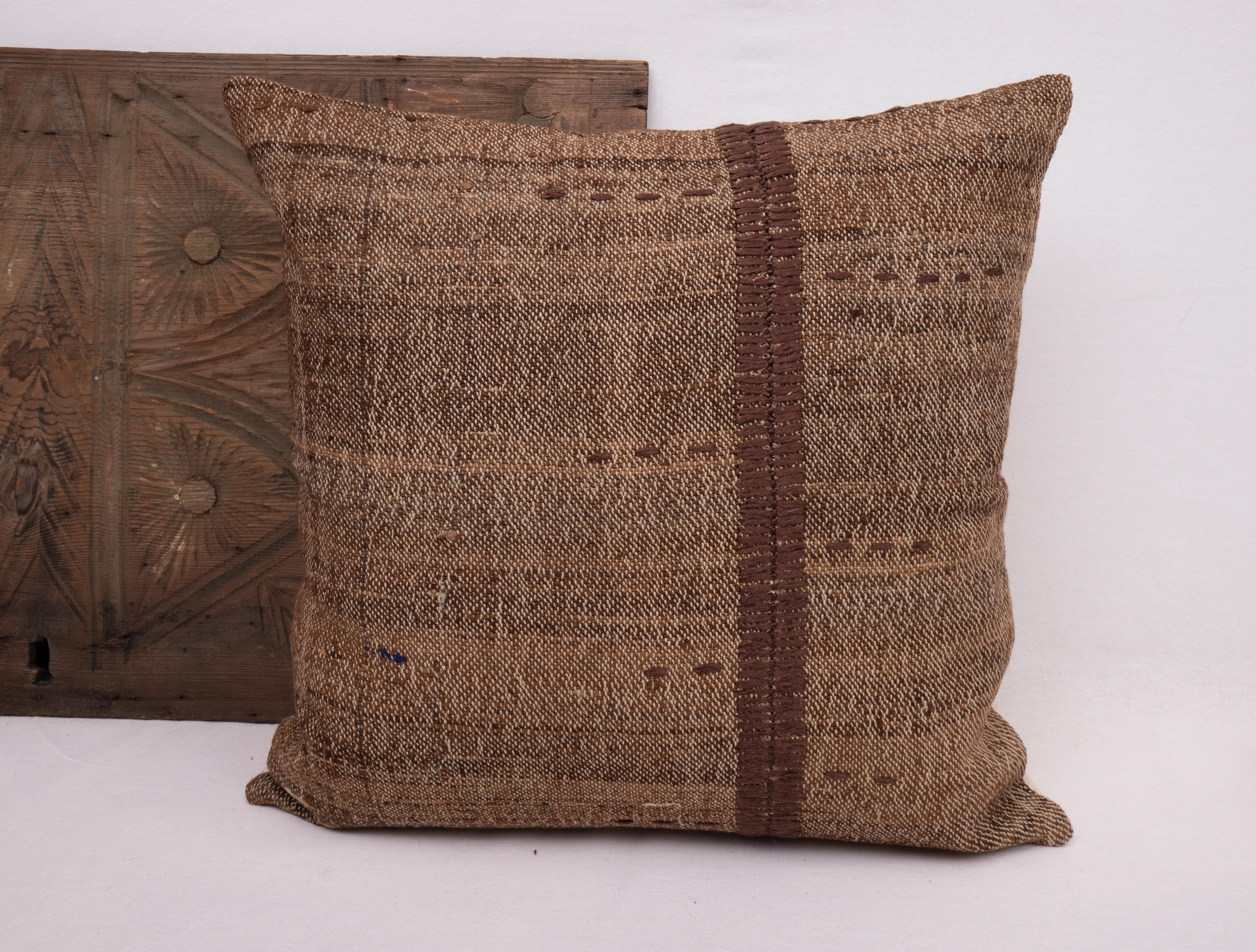 20th Century Rustic Pillow Case Made from a Vintage Un-Dyed Wool Coverlet, Mid 20th C