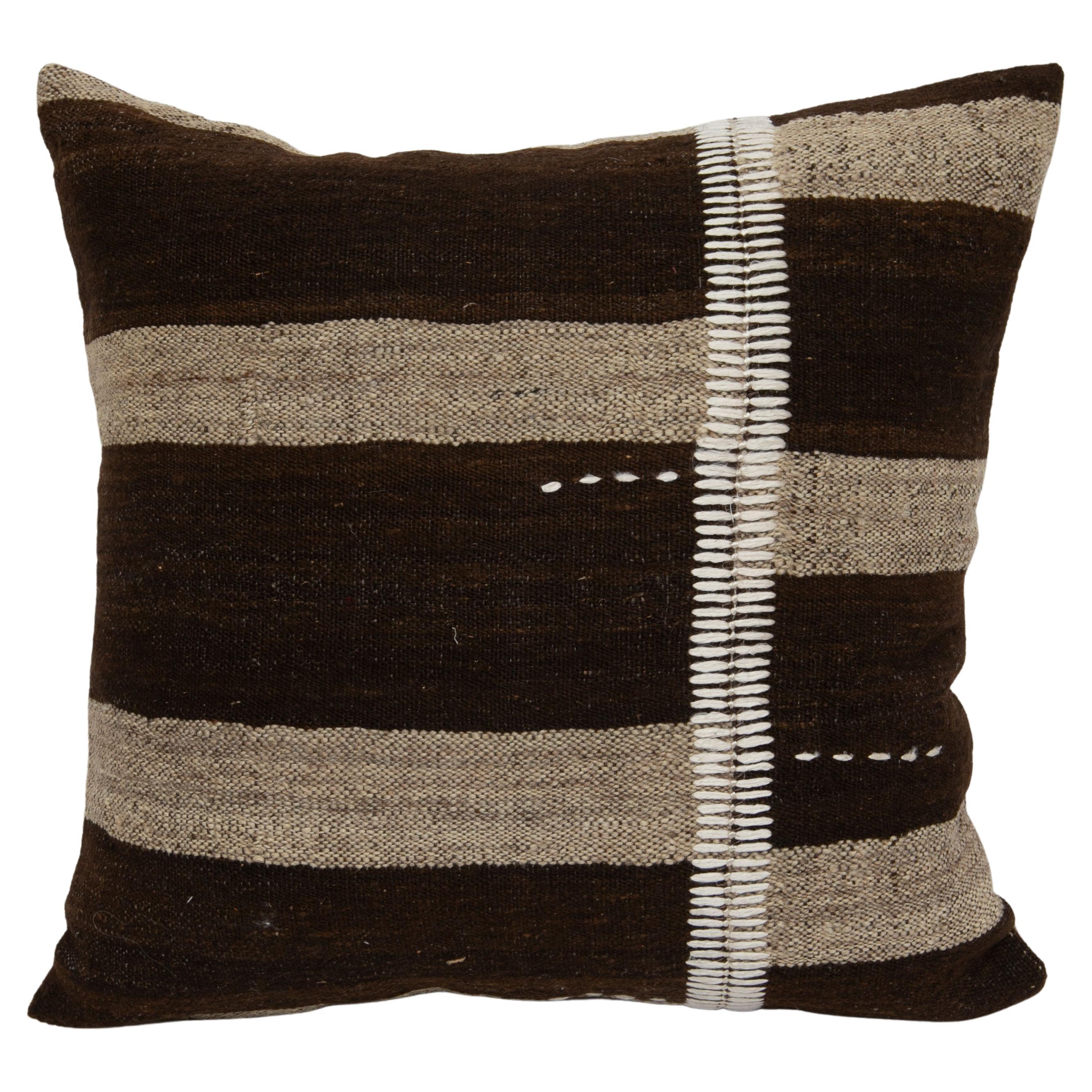 Rustic Pillow Case Made from a Vintage UnDyed Wool Coverlet, Mid 20th C. For Sale at 1stDibs