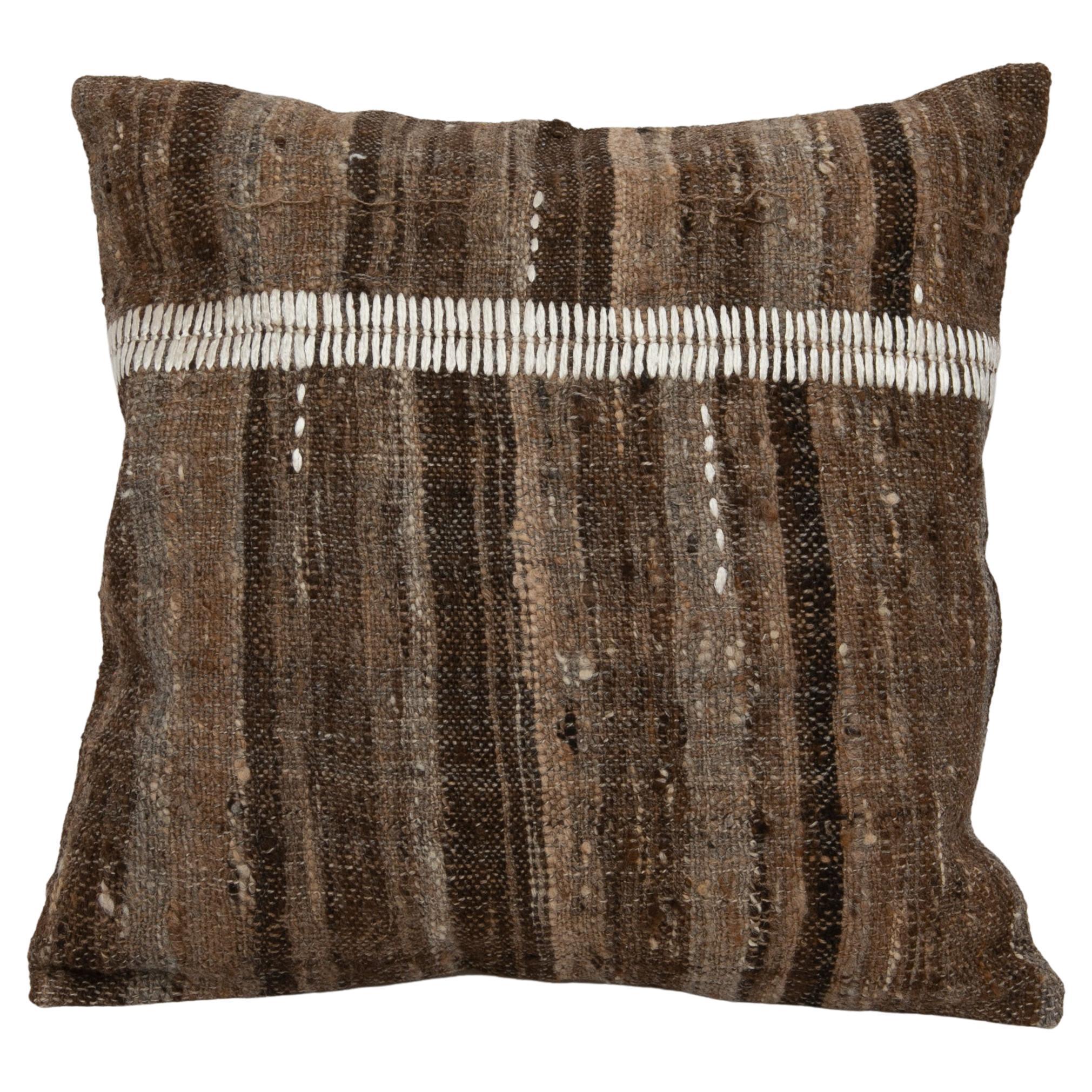 Rustic Pillow Case Made from a Vintage Un-dyed Wool Coverlet, mid 20th C.
